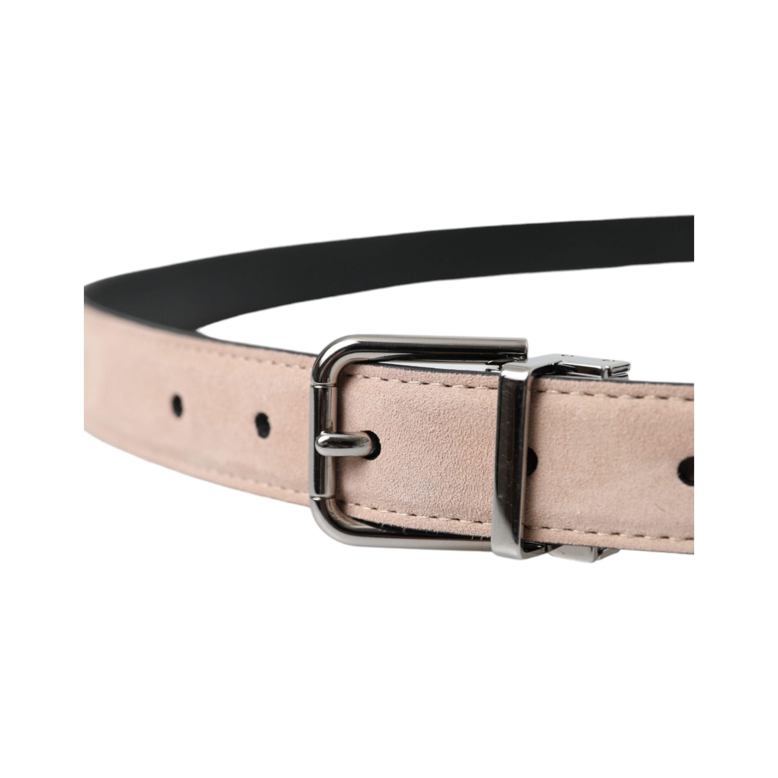 Beige Suede Leather Silver Buckle Belt Men