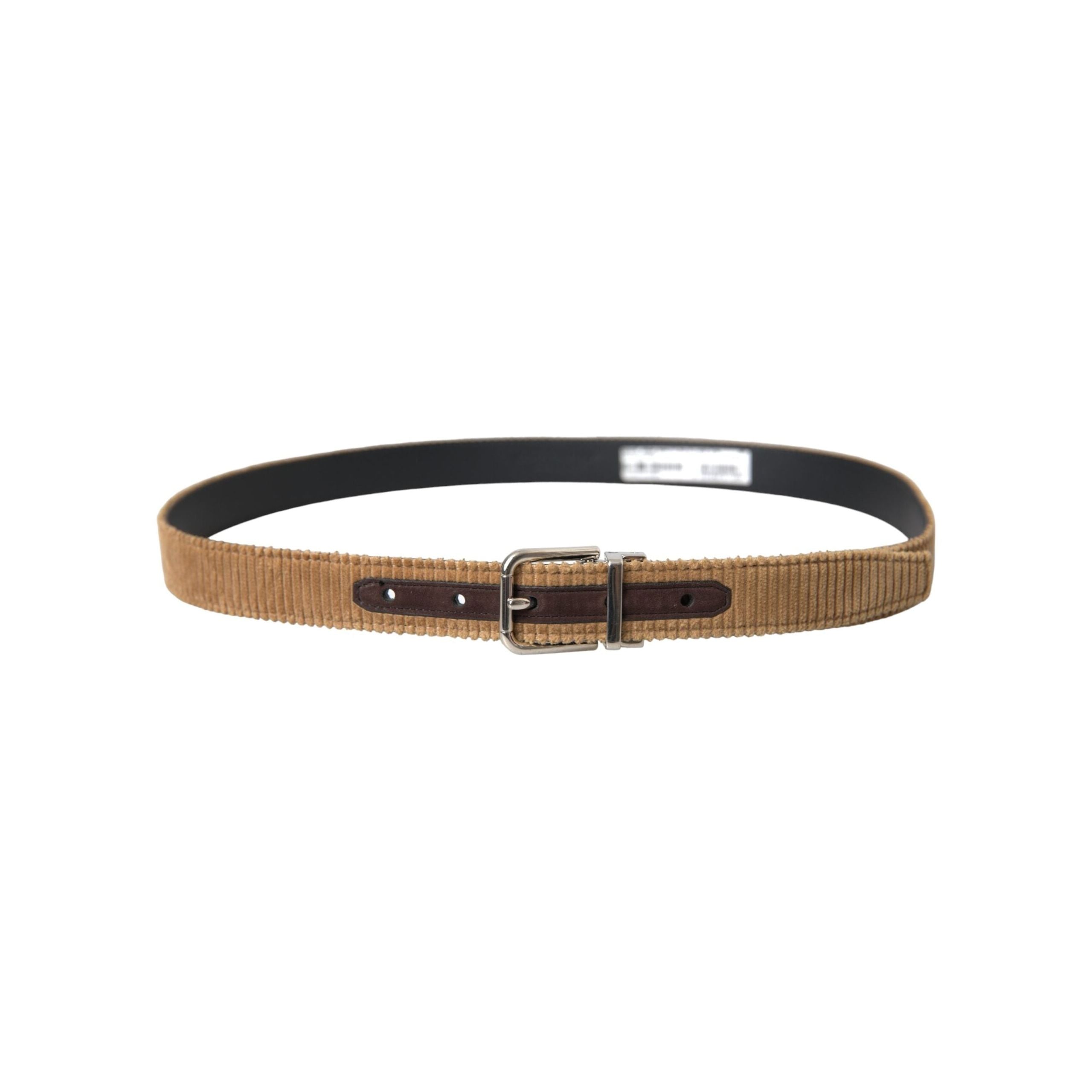 Brown Velvet Silver Metal Buckle Belt Men