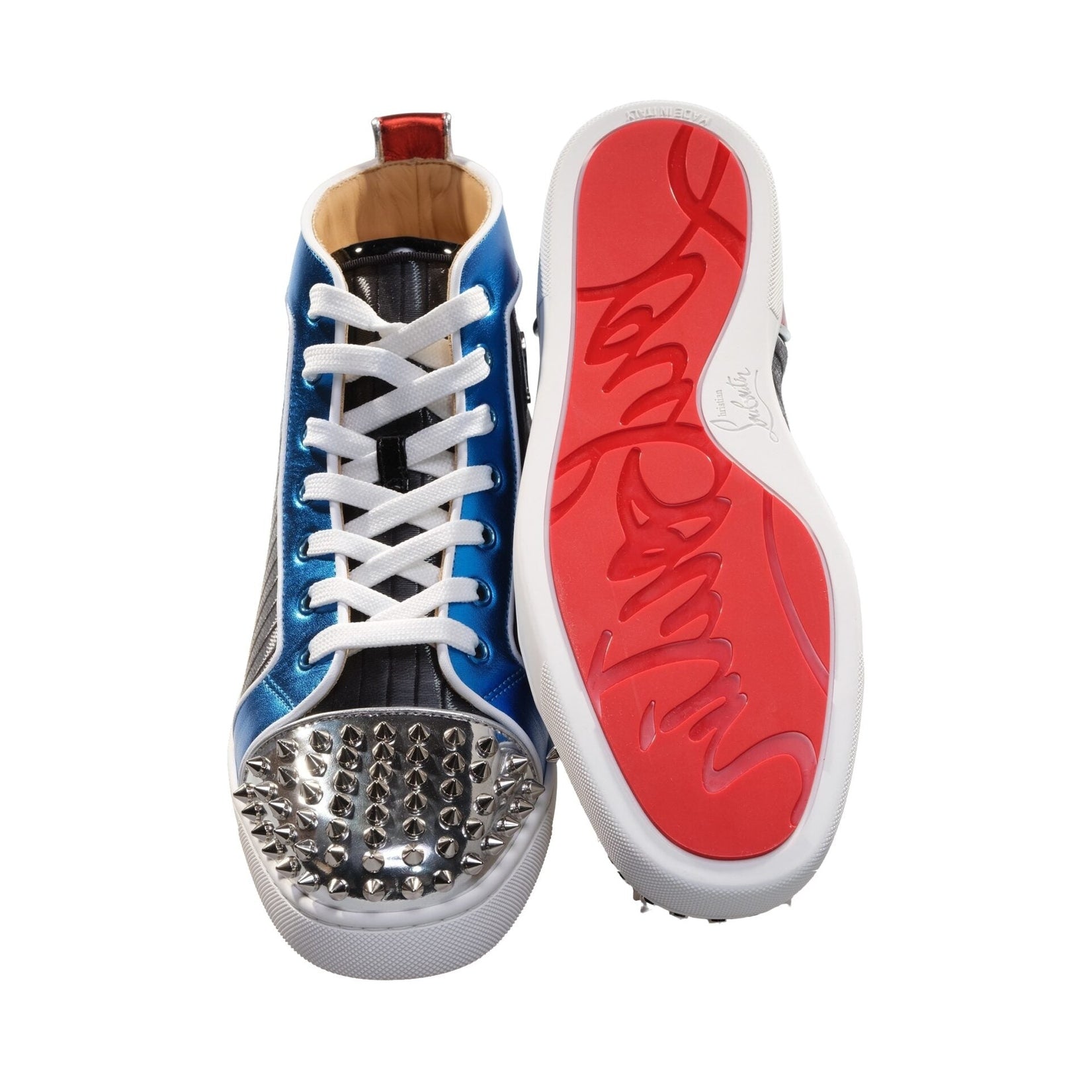 Louis Spikes Orlato Flat Multi Coloured Leather High Top Sneakers