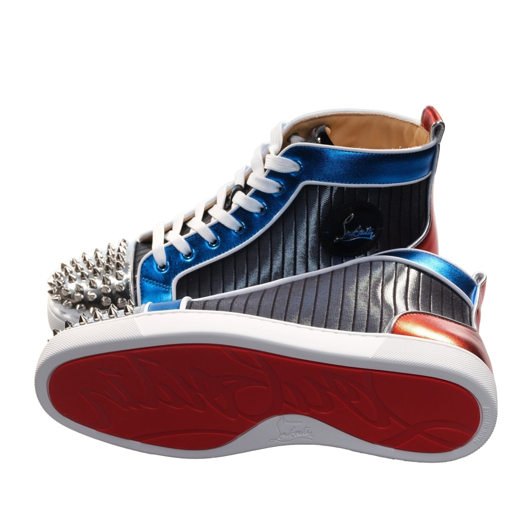 Louis Spikes Orlato Flat Multi Coloured Leather High Top Sneakers