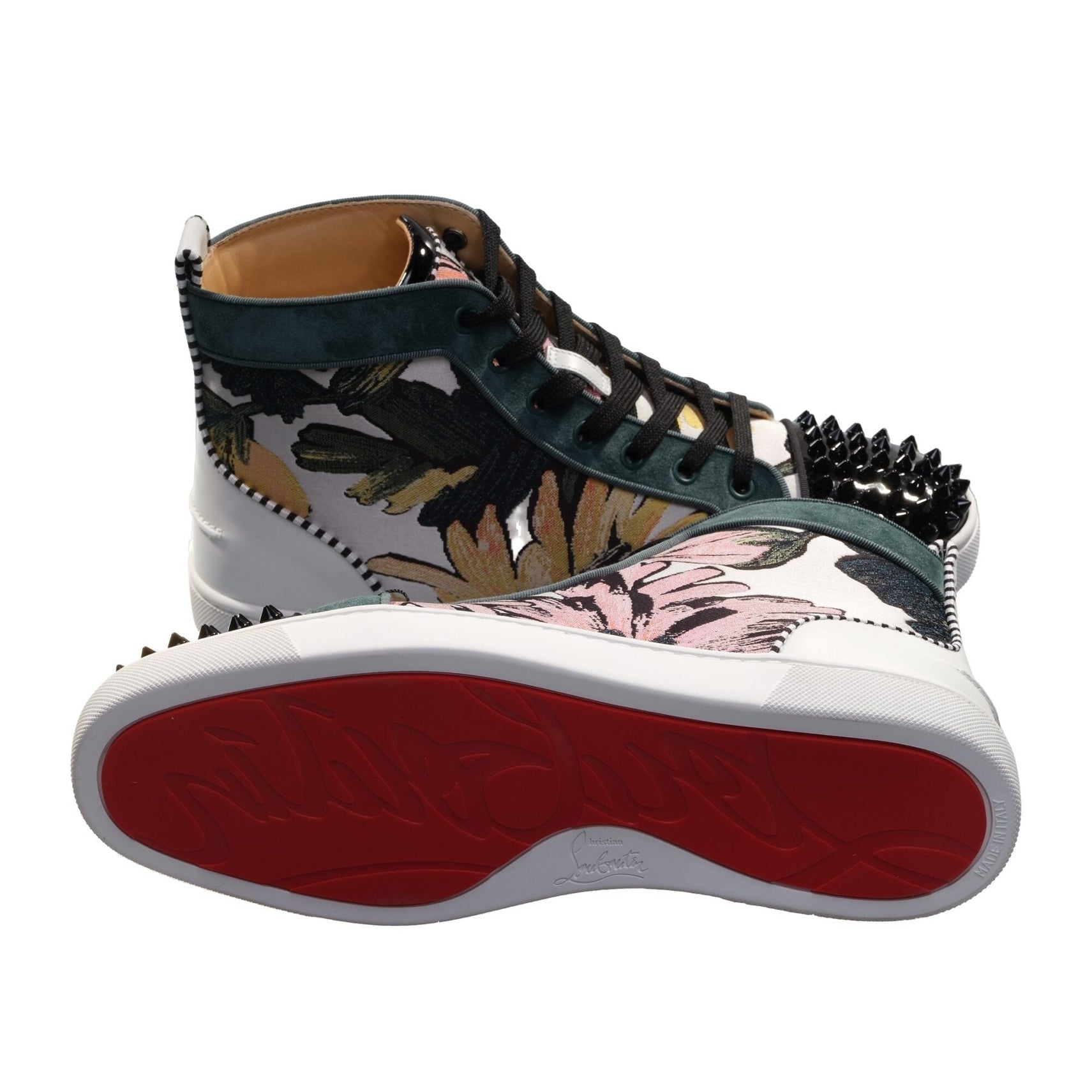 Louis Spikes Orlato Flat Printed Fabric Patterned High Top Sneakers