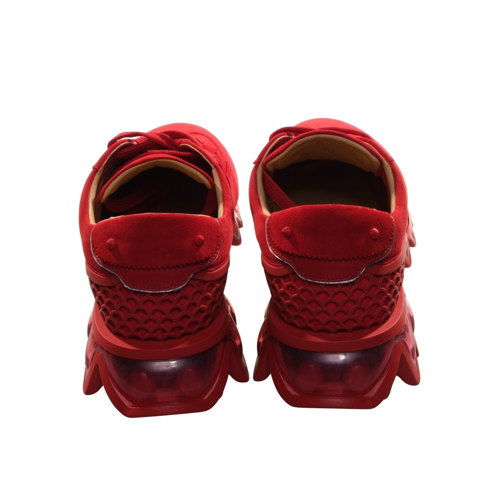 Loubishark Flat Red Suede Laceup Sneakers