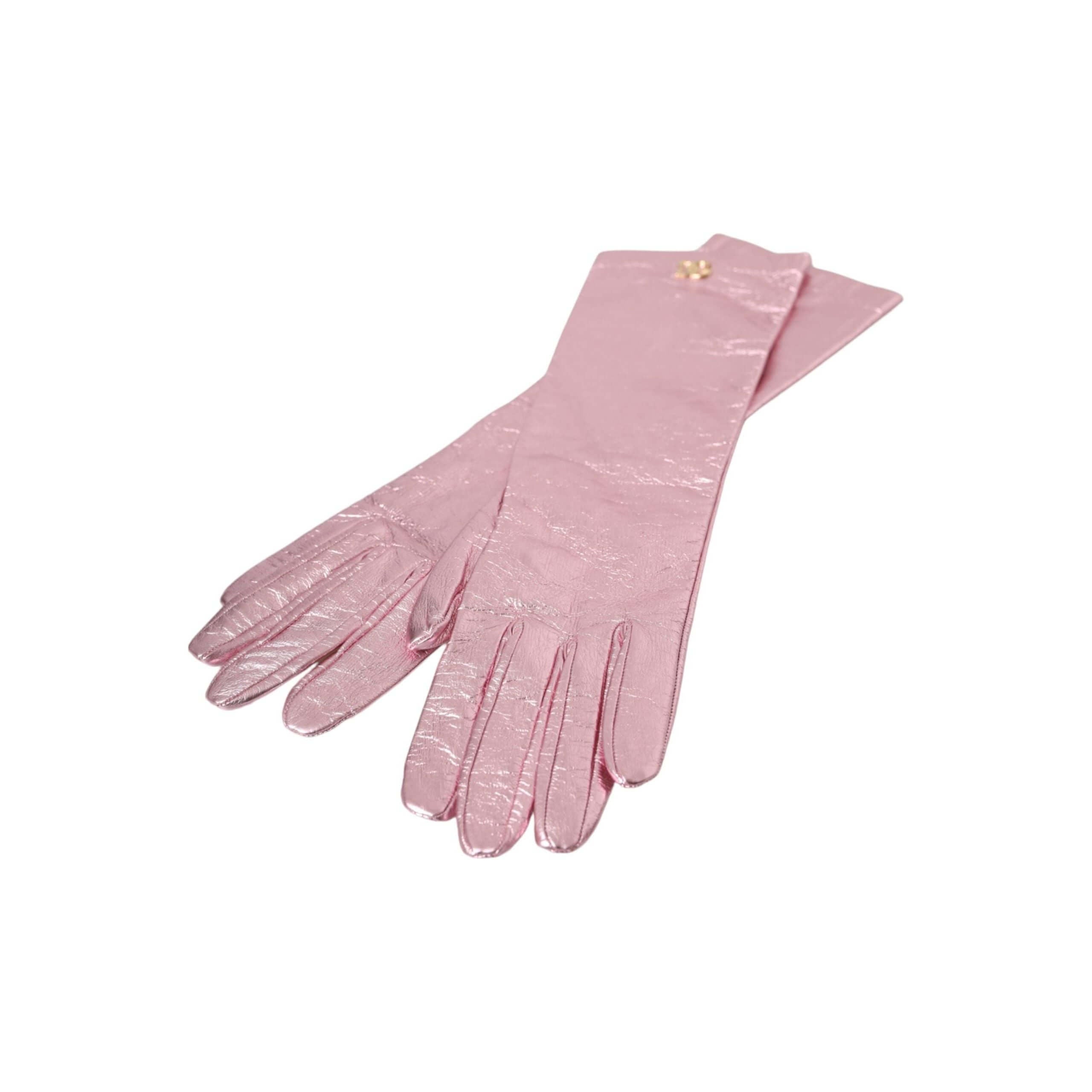 Pink Laminated Logo Mid Arm Length Gloves