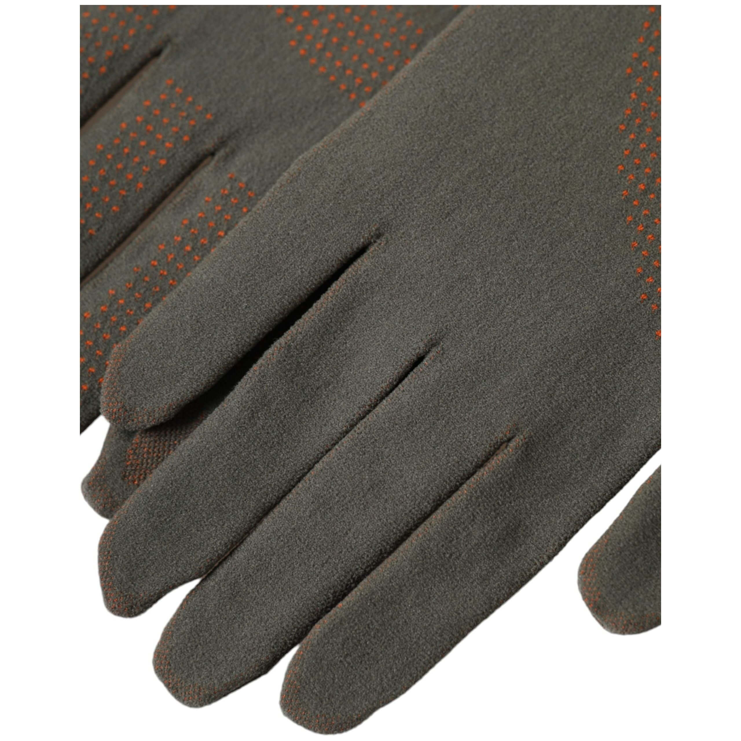 Brown Cotton Stretch Wrist Length Gloves