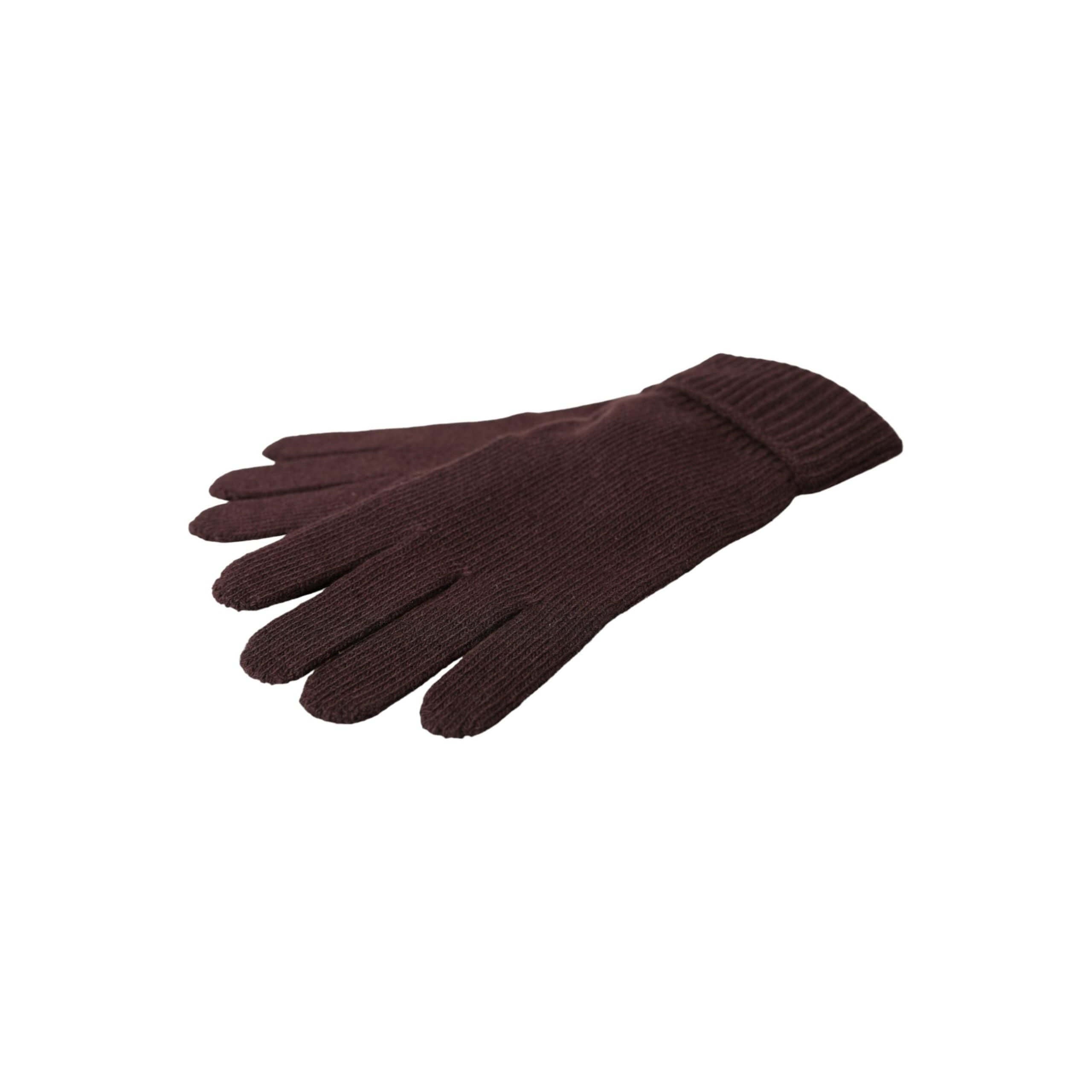 Brown Wool Knitted Wrist Length Gloves