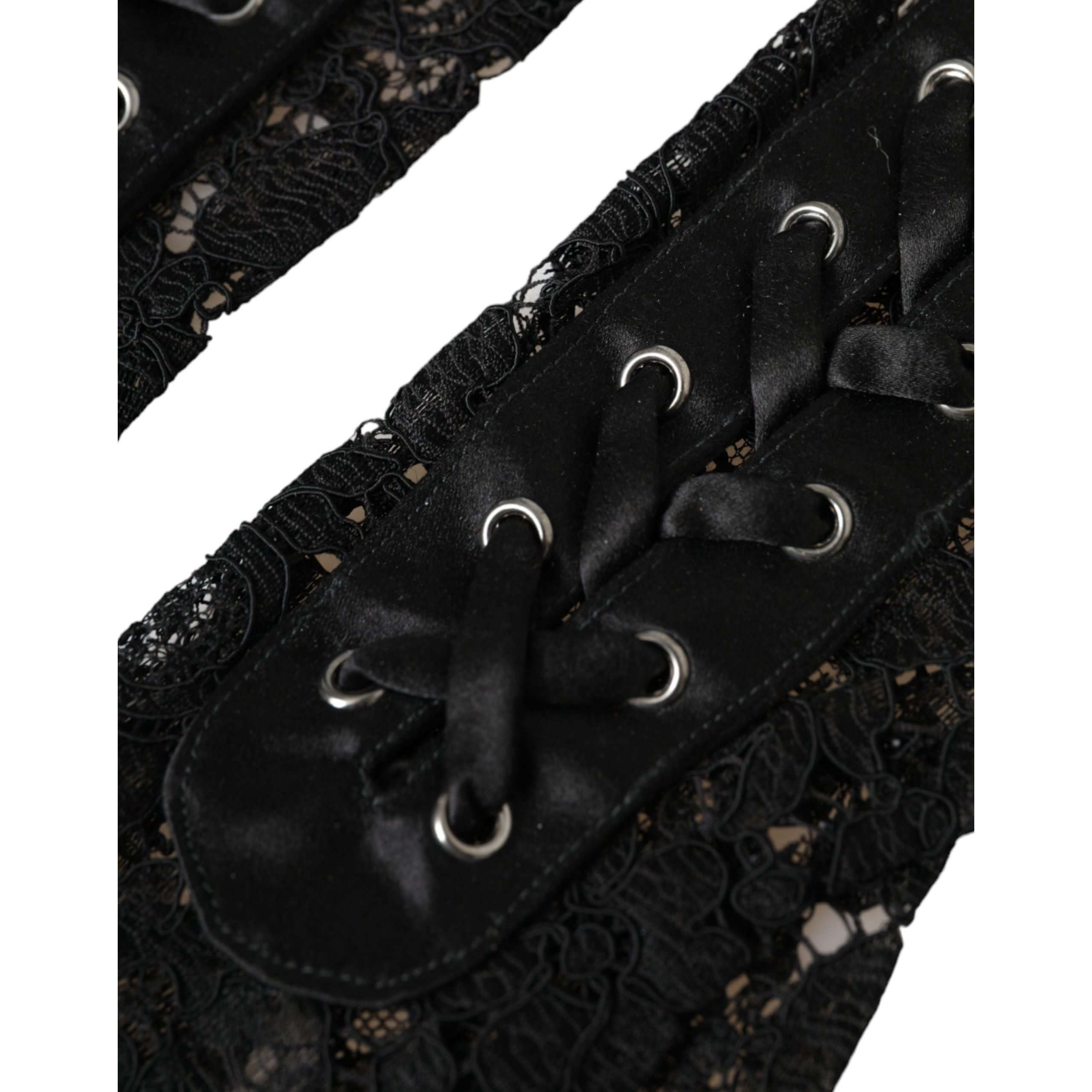 Black Taormina Lace Elbow Length Gloves