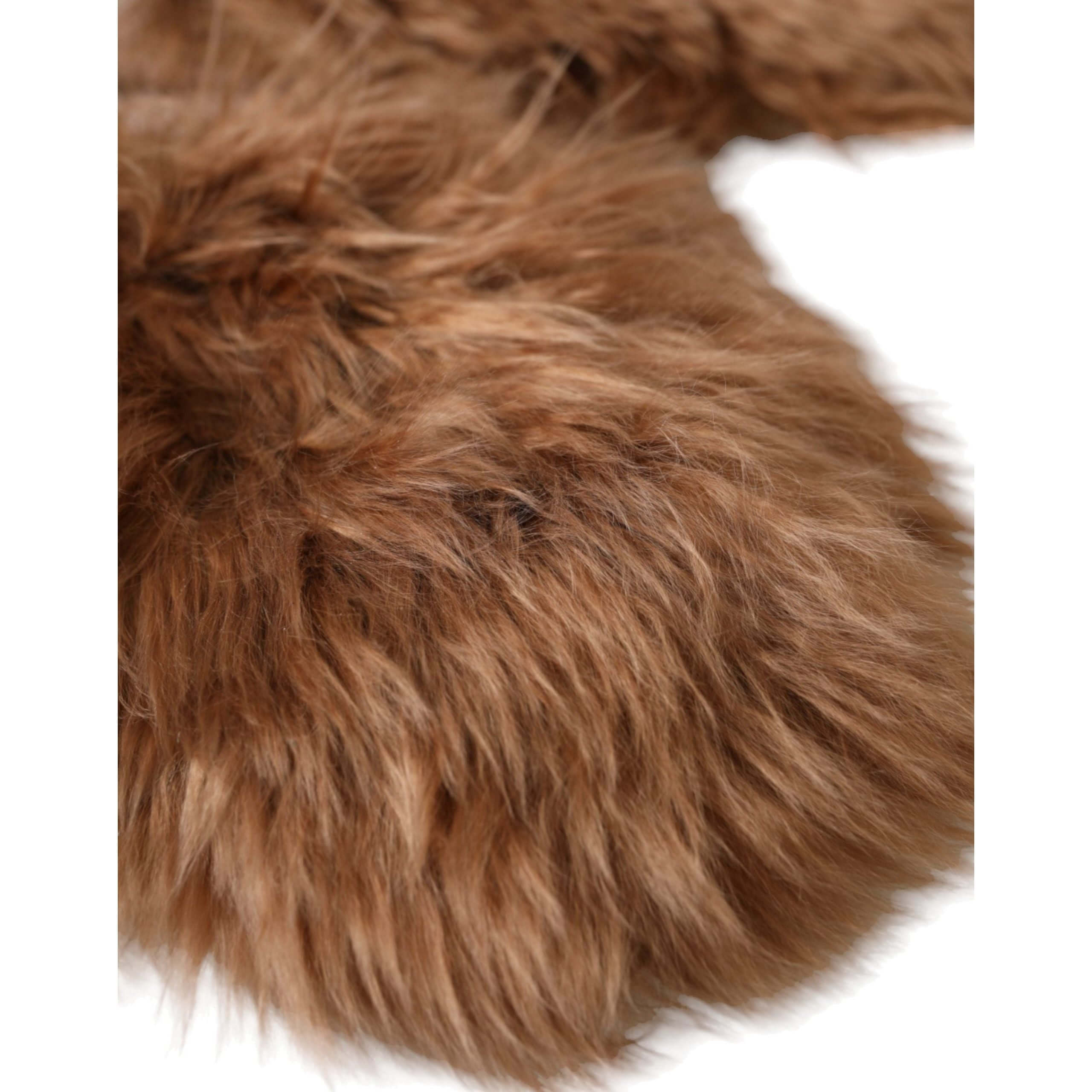 Brown Cashmere Knitted Fur Mid Arm Mitten Gloves