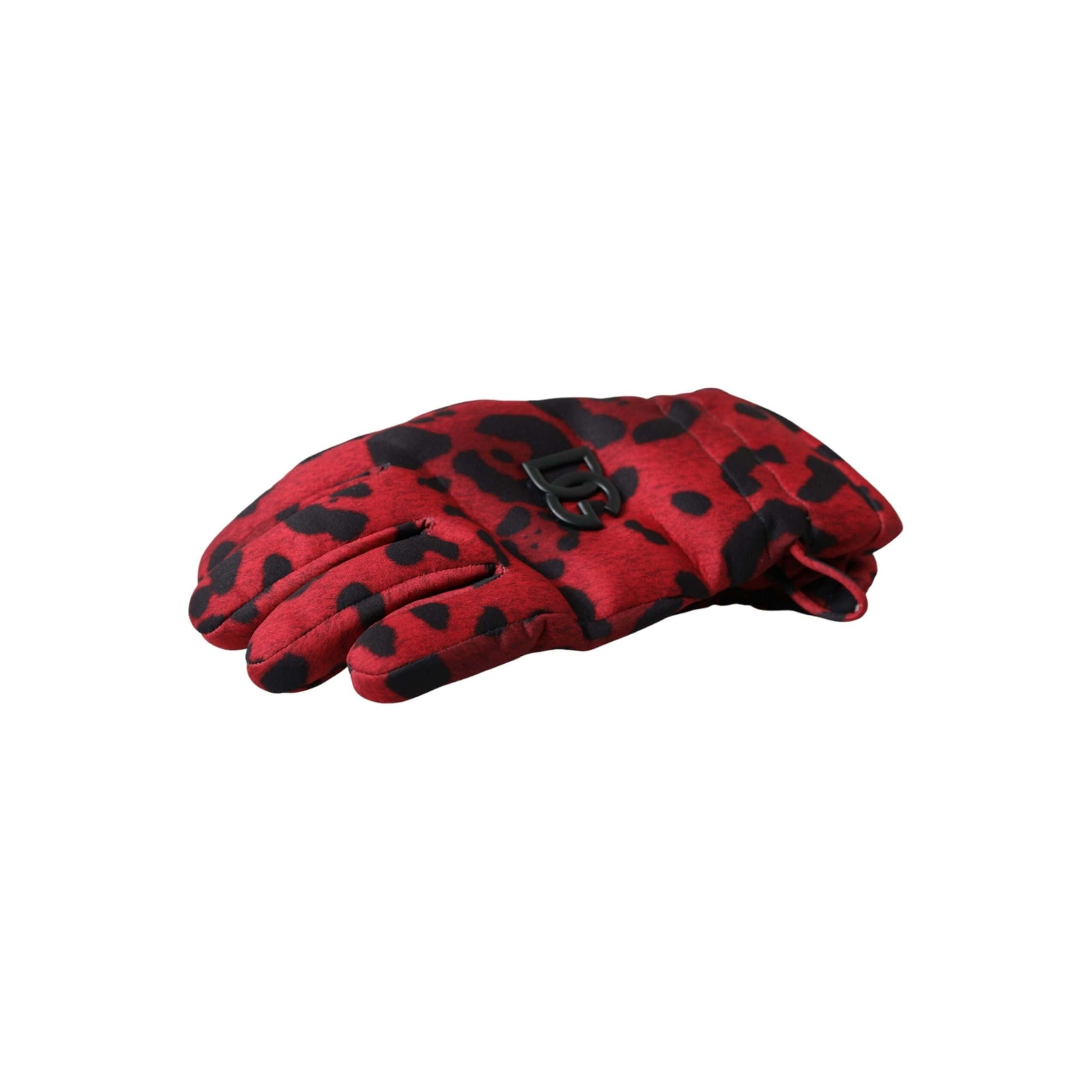 Red Leopard Logo Wrist Length Gloves