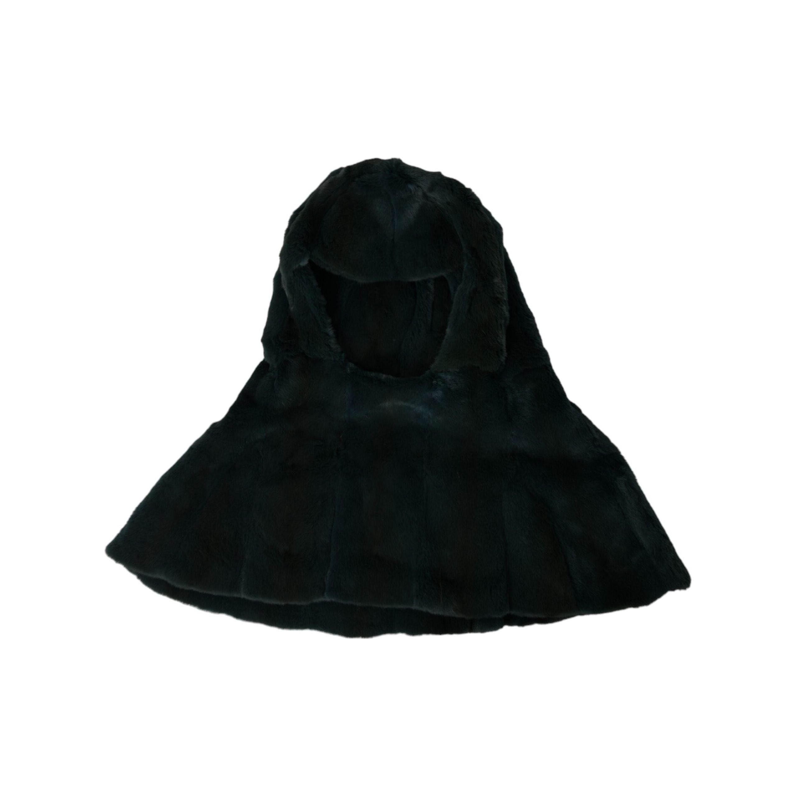 Black Weasel Fur Whole Head Wrap Hat