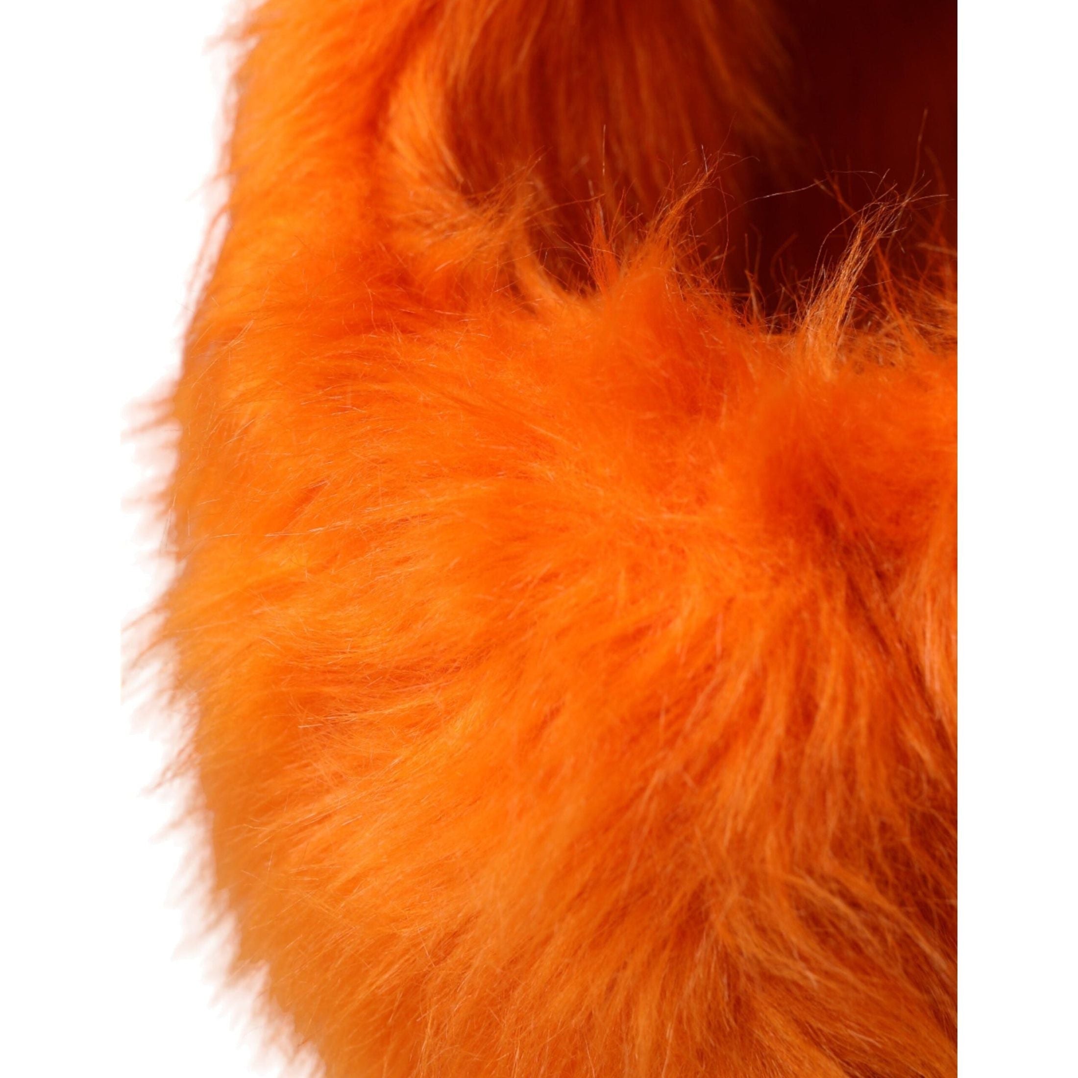 Orange Faux Fur Whole Head Wrap Hat