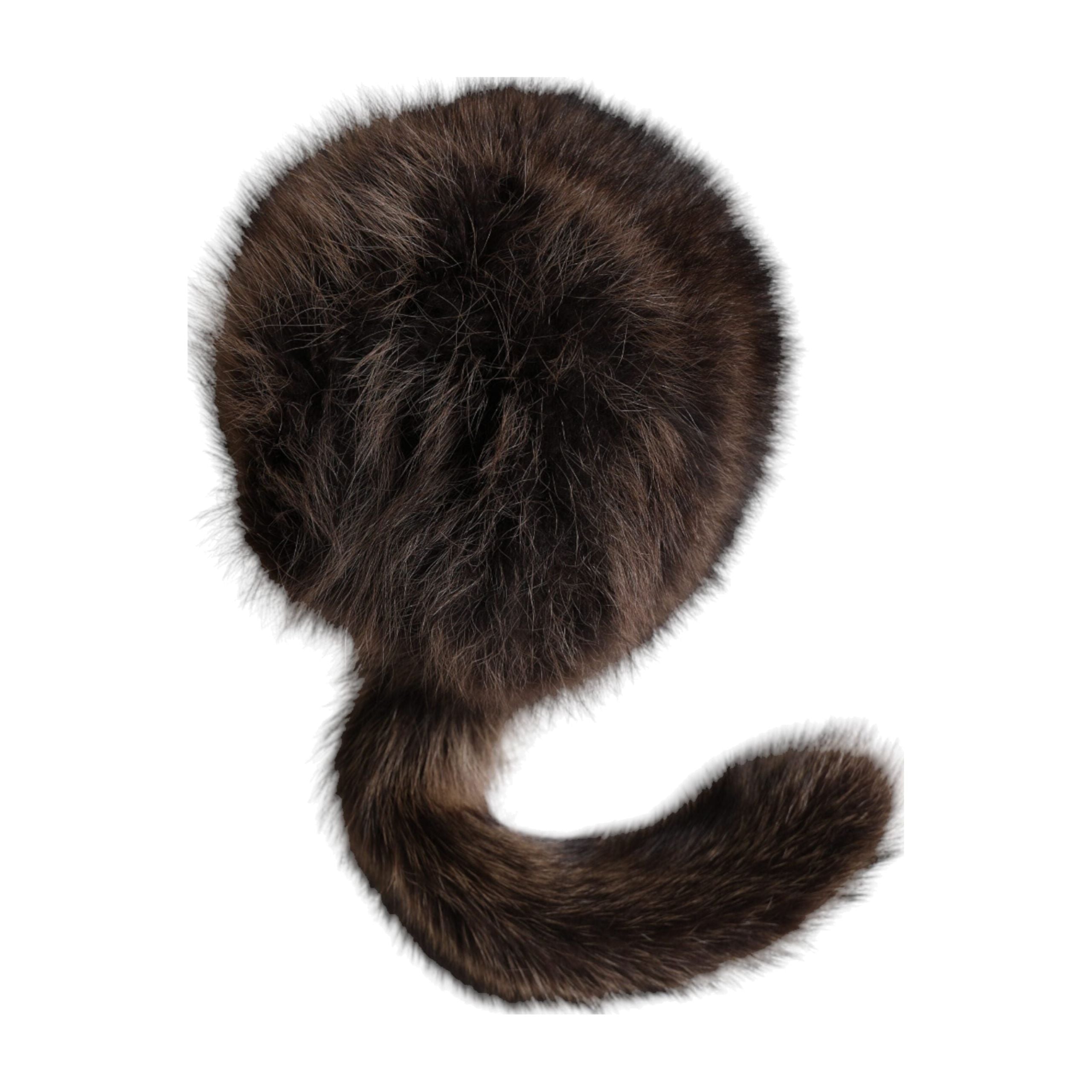 Women Brown Raccoon Fur Bucket Hat