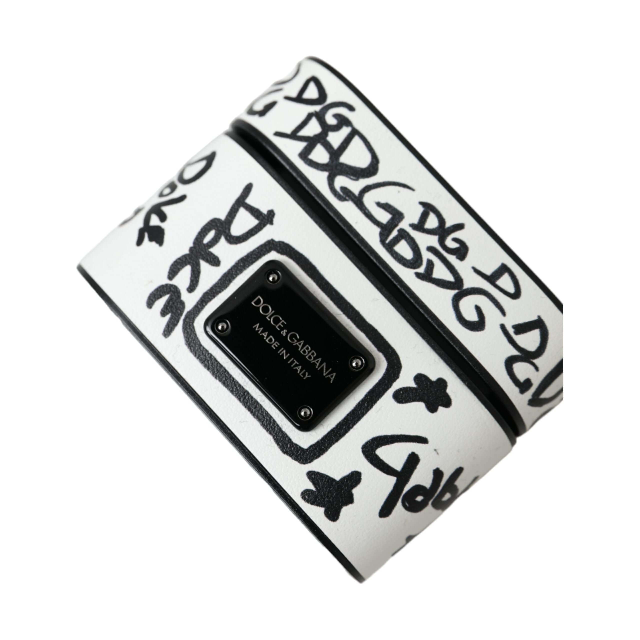 Black White Leather Scribble Embossed Logo Airpods Case