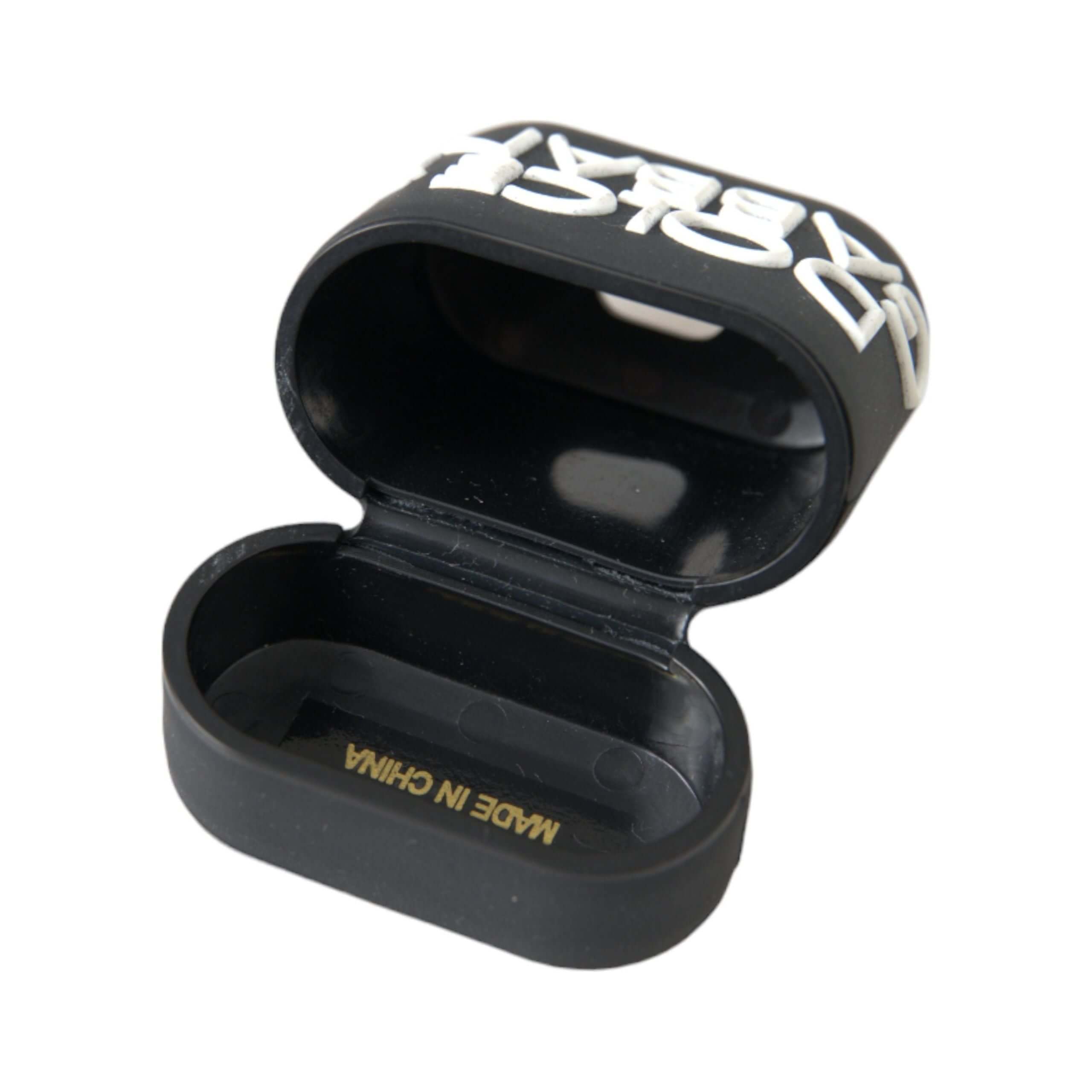 Black White Silicone Embossed Logo Airpods Case