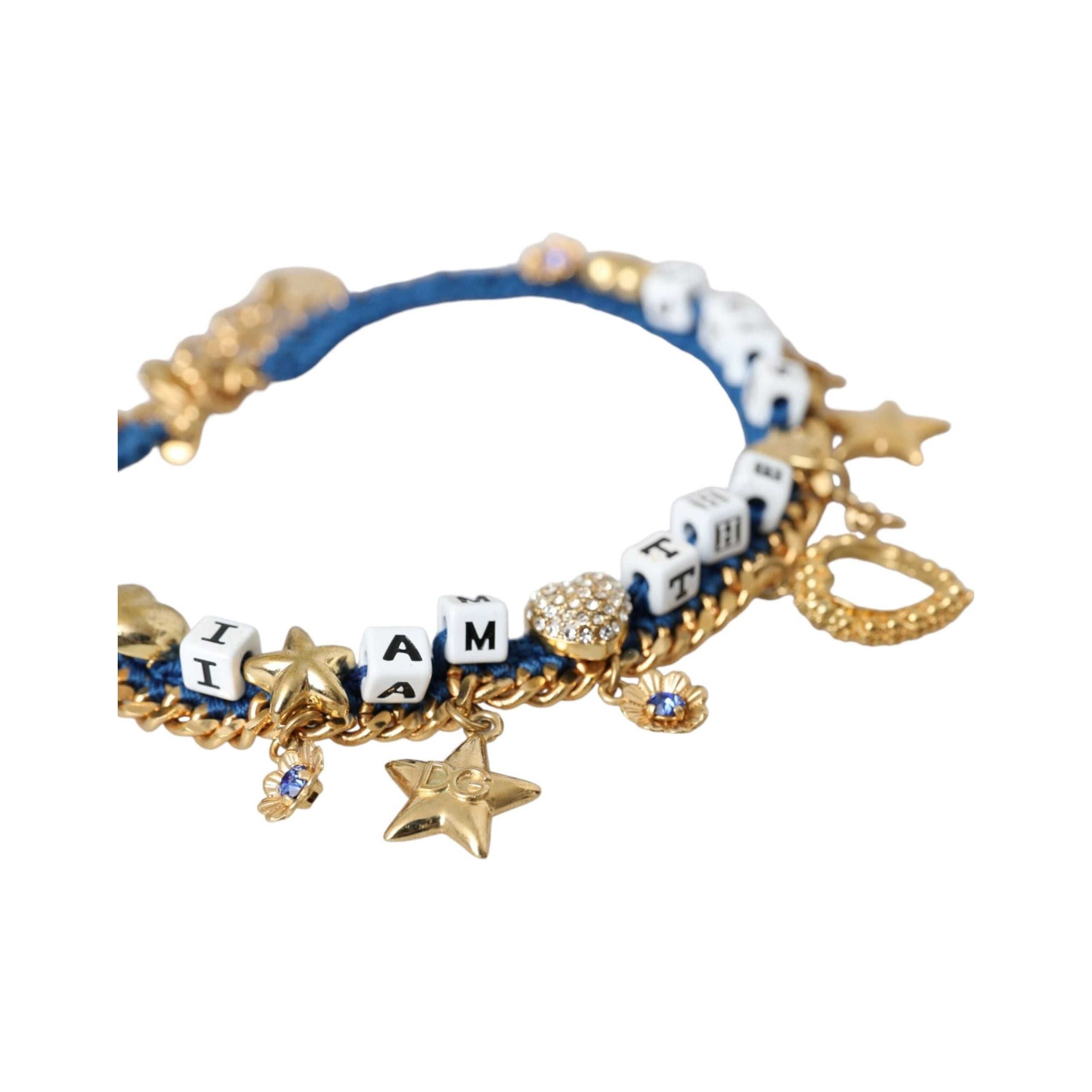 Gold Tone Brass Chain Iam The Star Bracelet