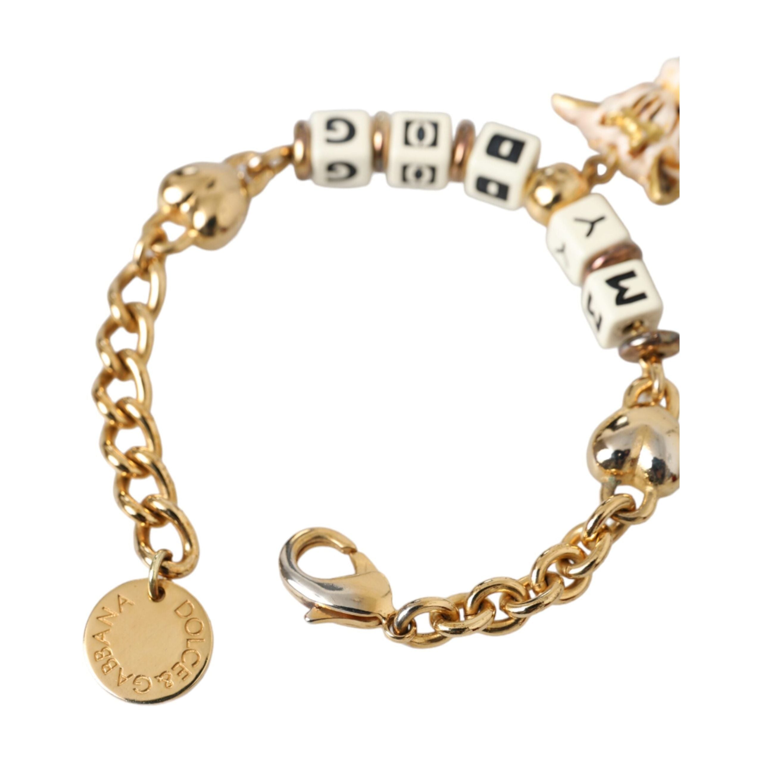 Gold Tone Brass Chain MY DOG Heart Bracelet