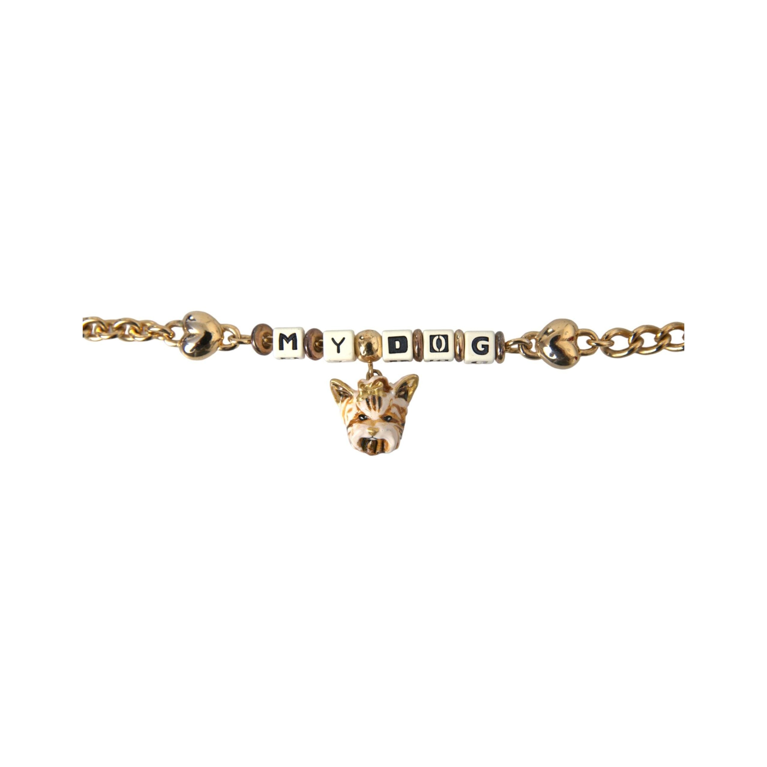 Gold Tone Brass Chain MY DOG Heart Bracelet