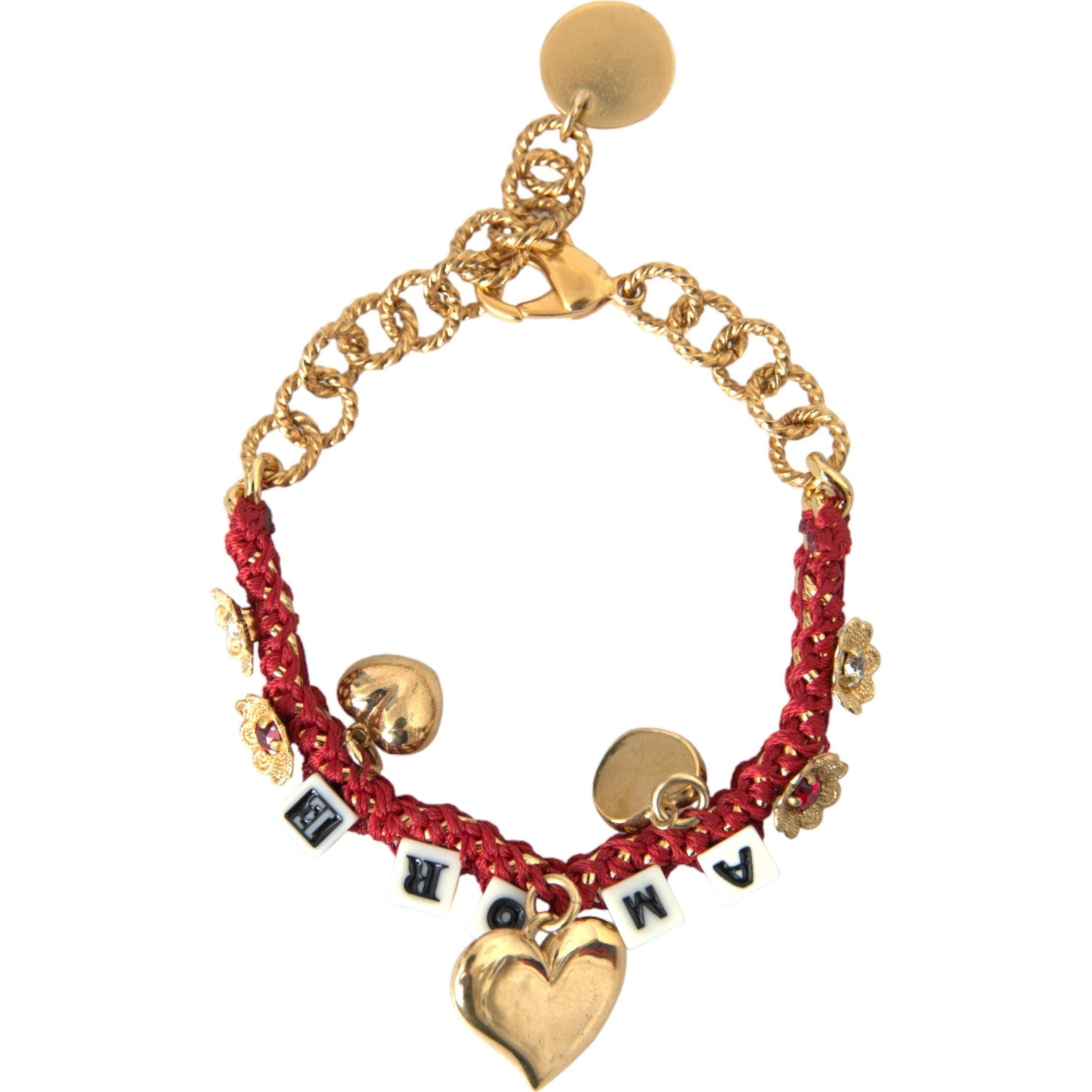 Gold Tone Brass Chain AMORE Fashion Bracelet