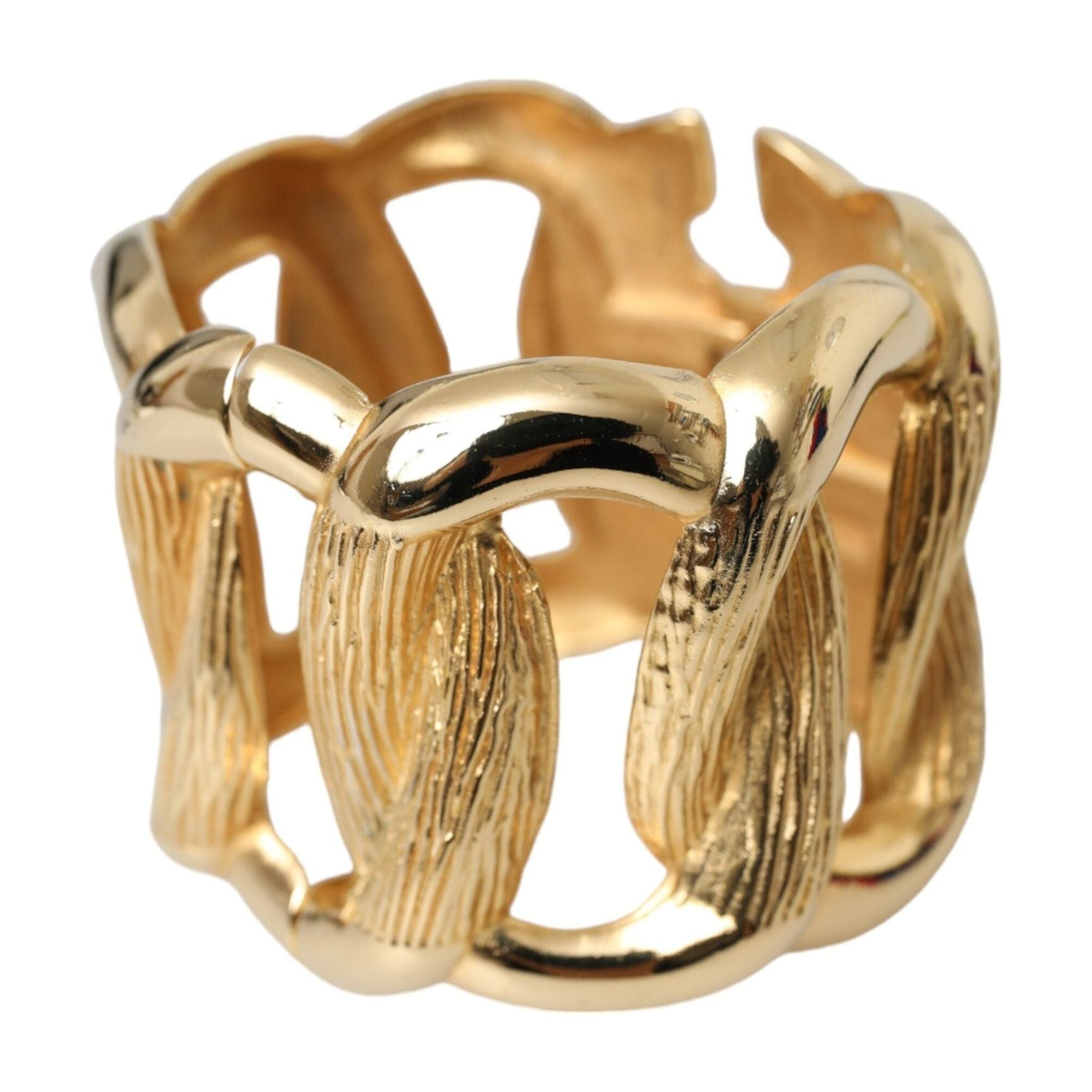 Gold Tone Vintage Clamper Twisted Loop Bangle Bracelet