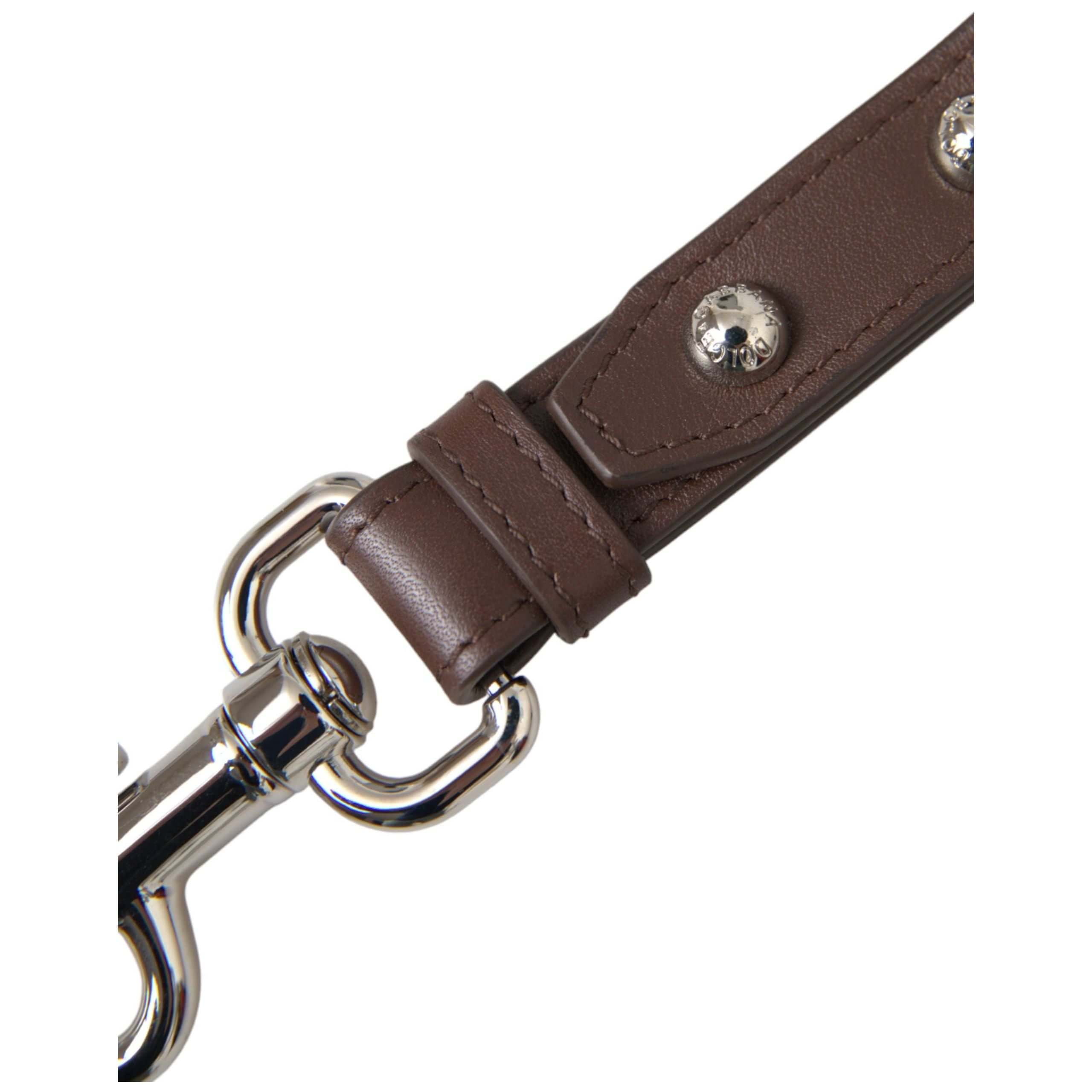 Brown Plain Leather Silver Brass Keyring Holder Keychain