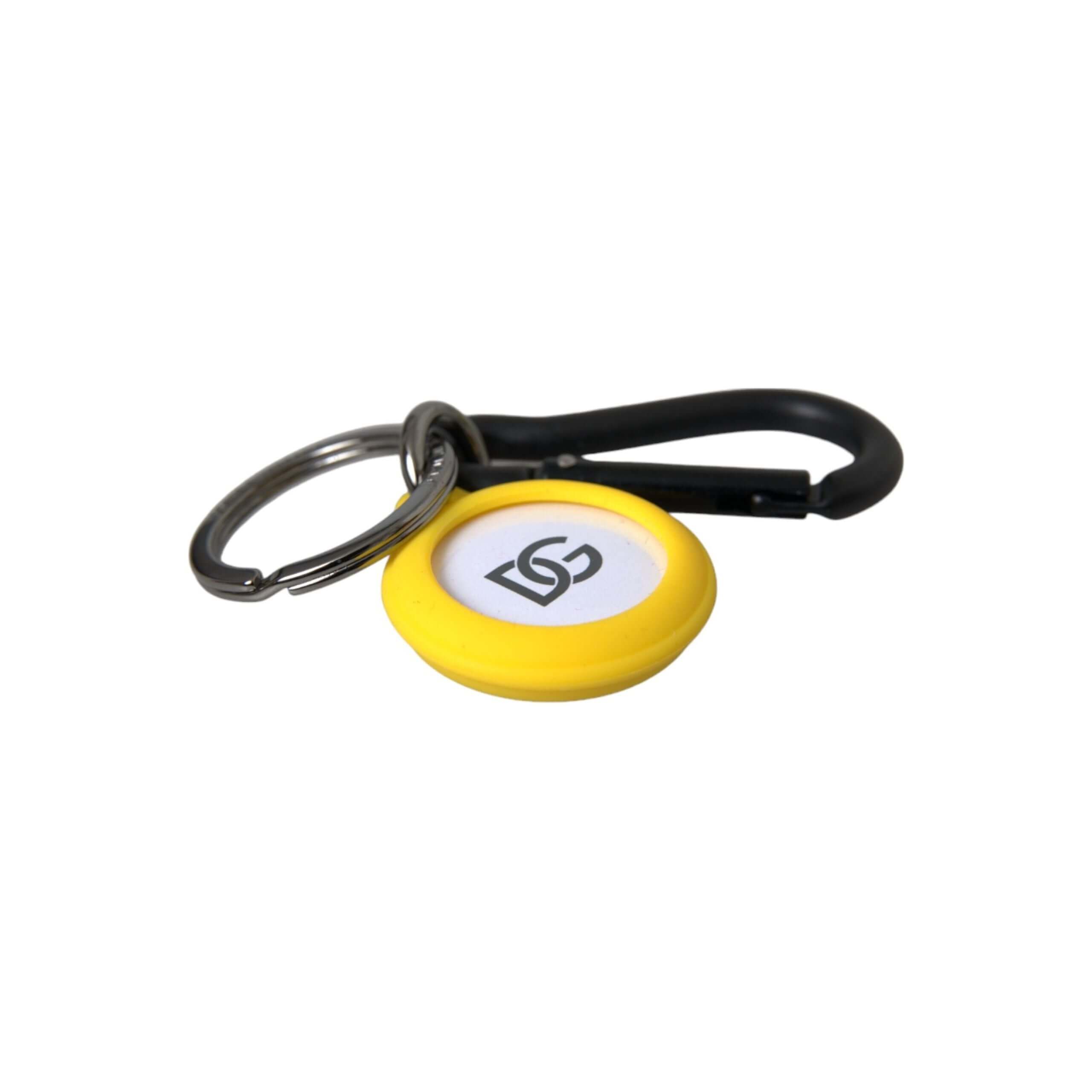 Yellow Rubber DG Logo Round Brass Metal Keyring Keychain