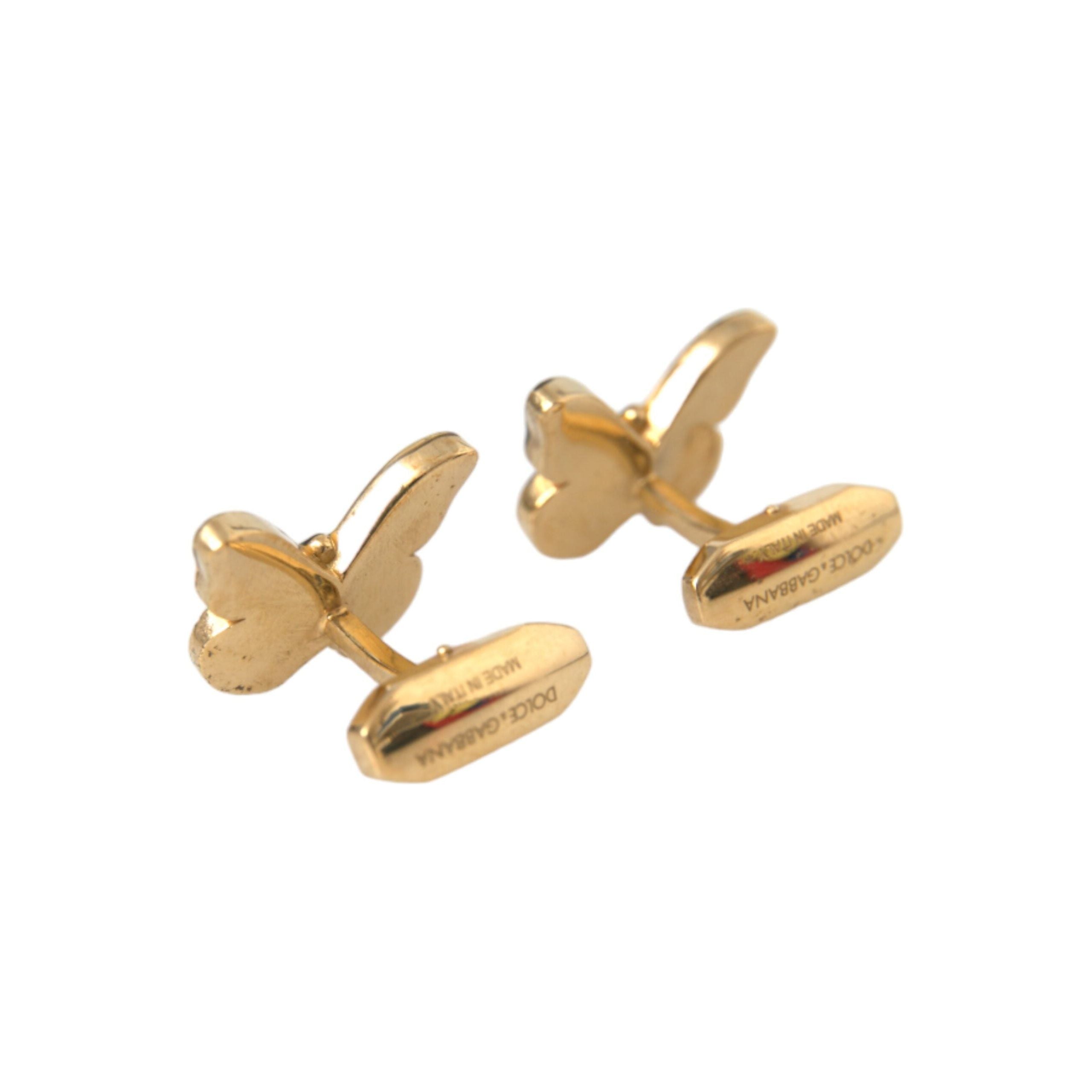 Gold Tone Brass Butterfly Enamel Men Cufflink