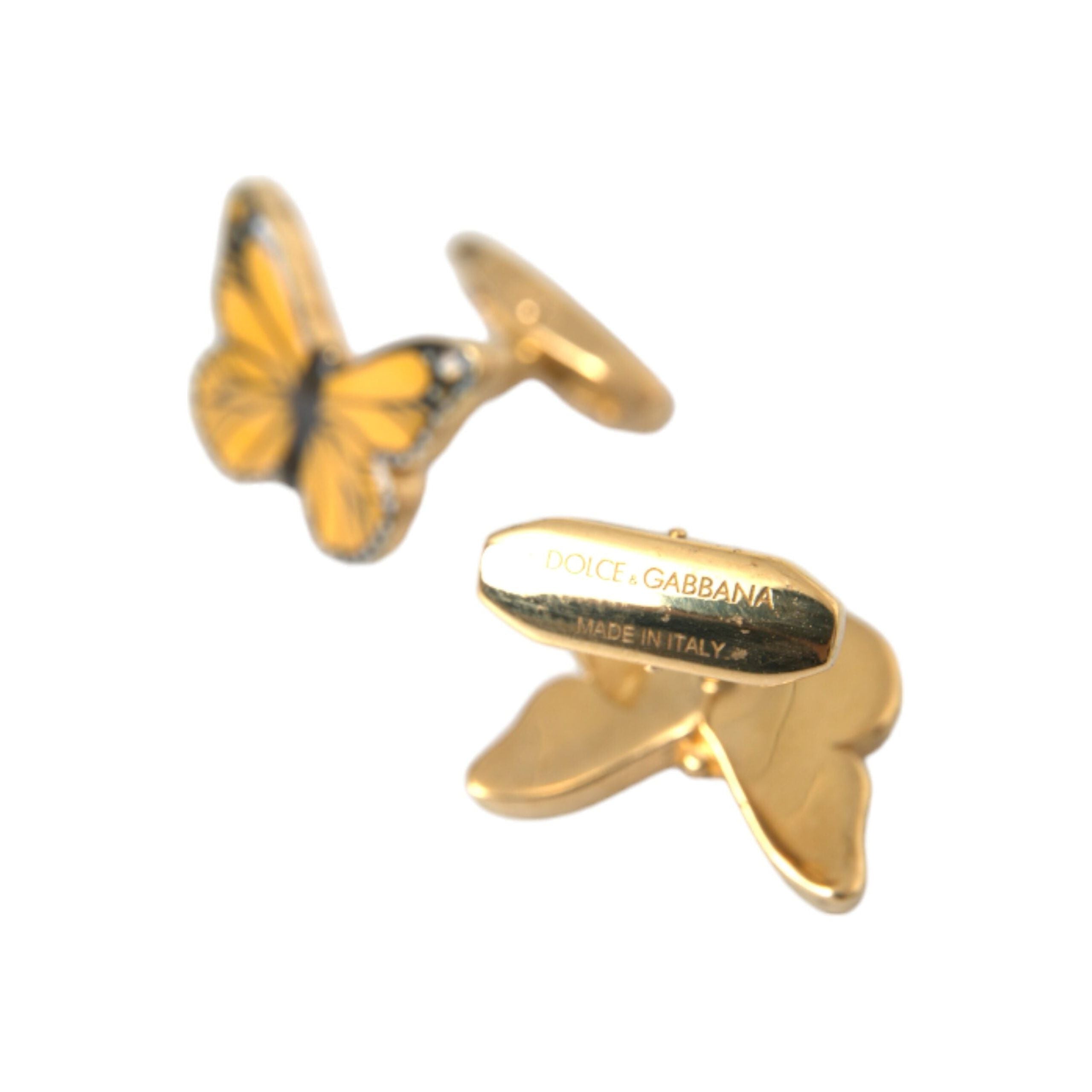 Gold Tone Brass Butterfly Enamel Men Cufflink