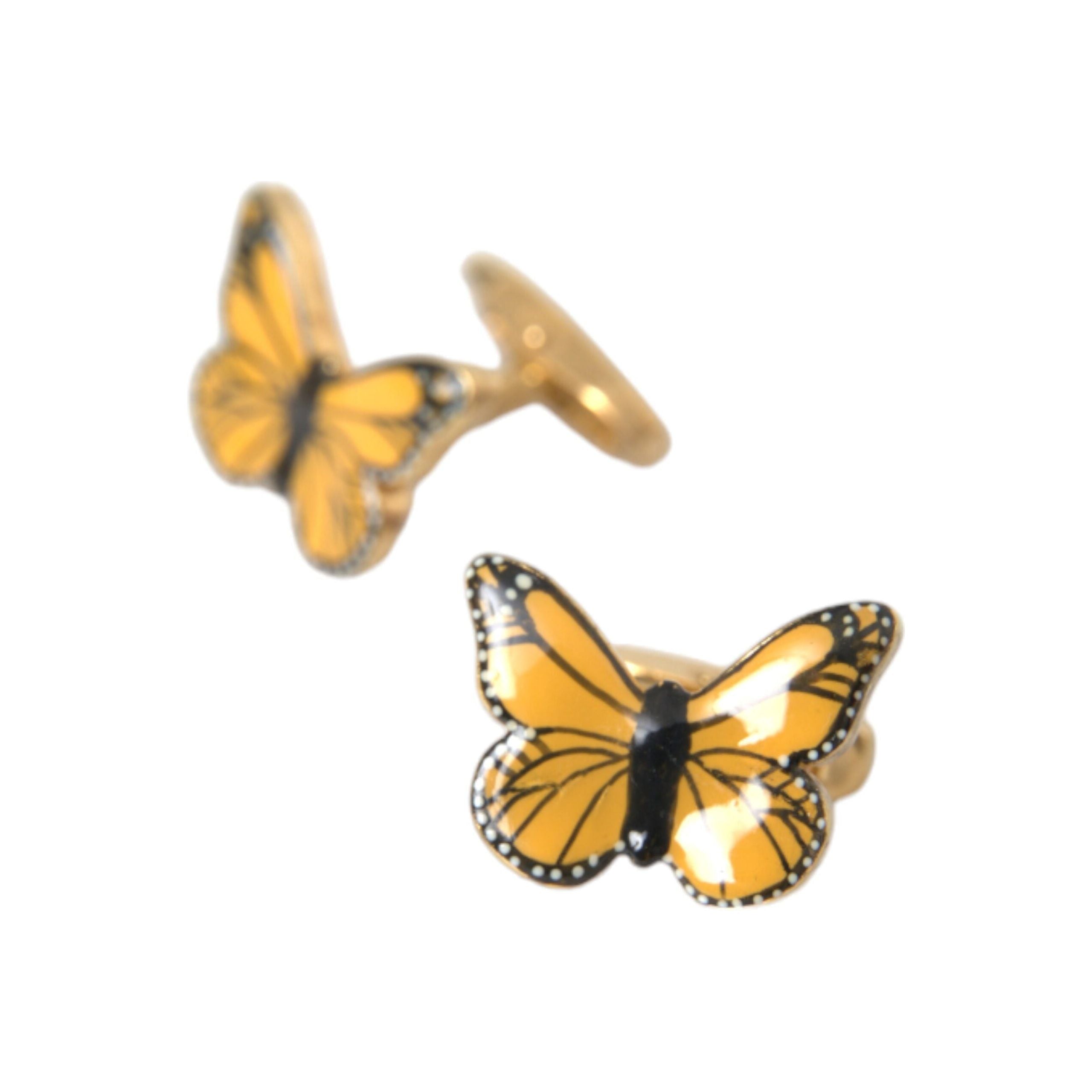 Gold Tone Brass Butterfly Enamel Men Cufflink