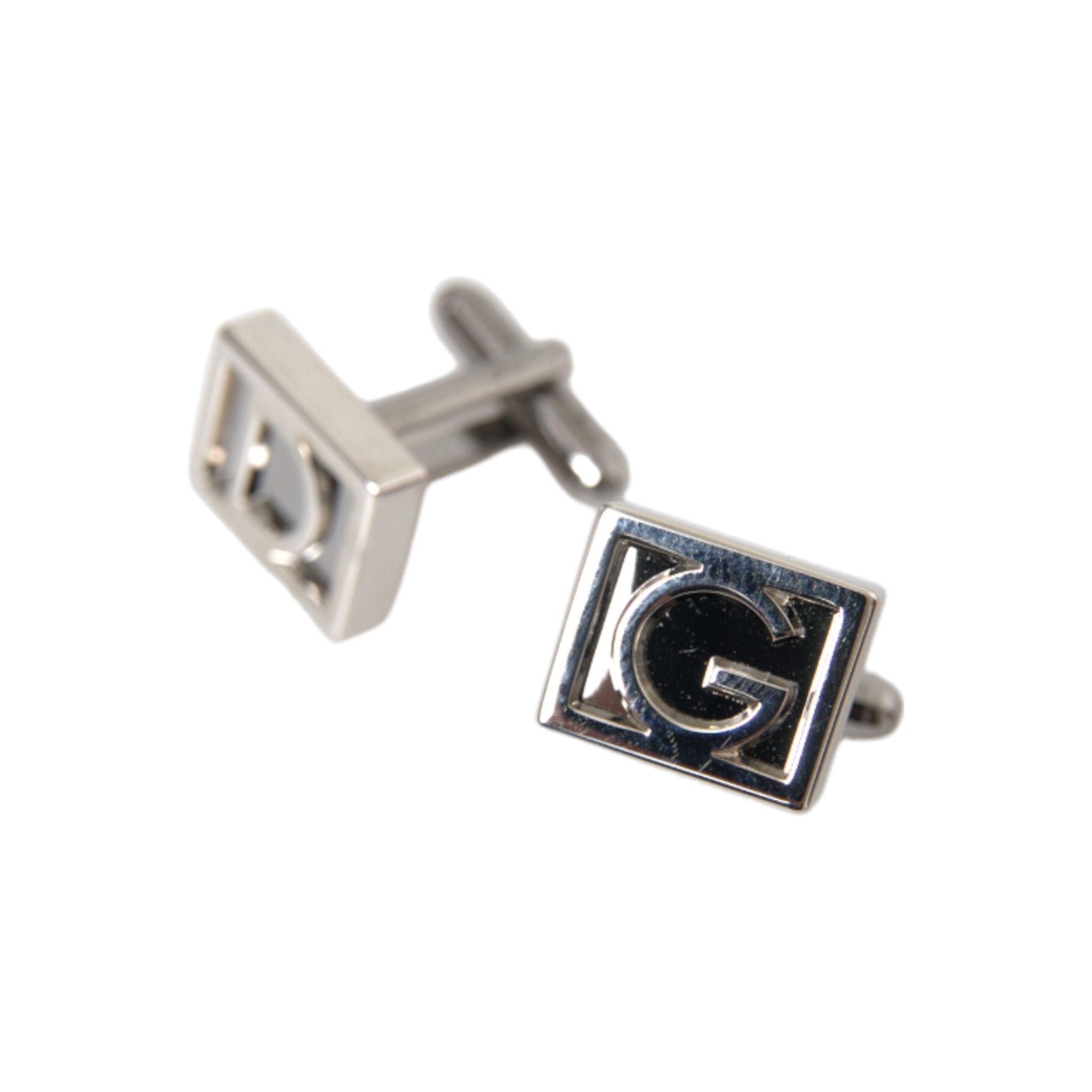 Silver Plated Metal Brass DG Logo Pin Cufflinks