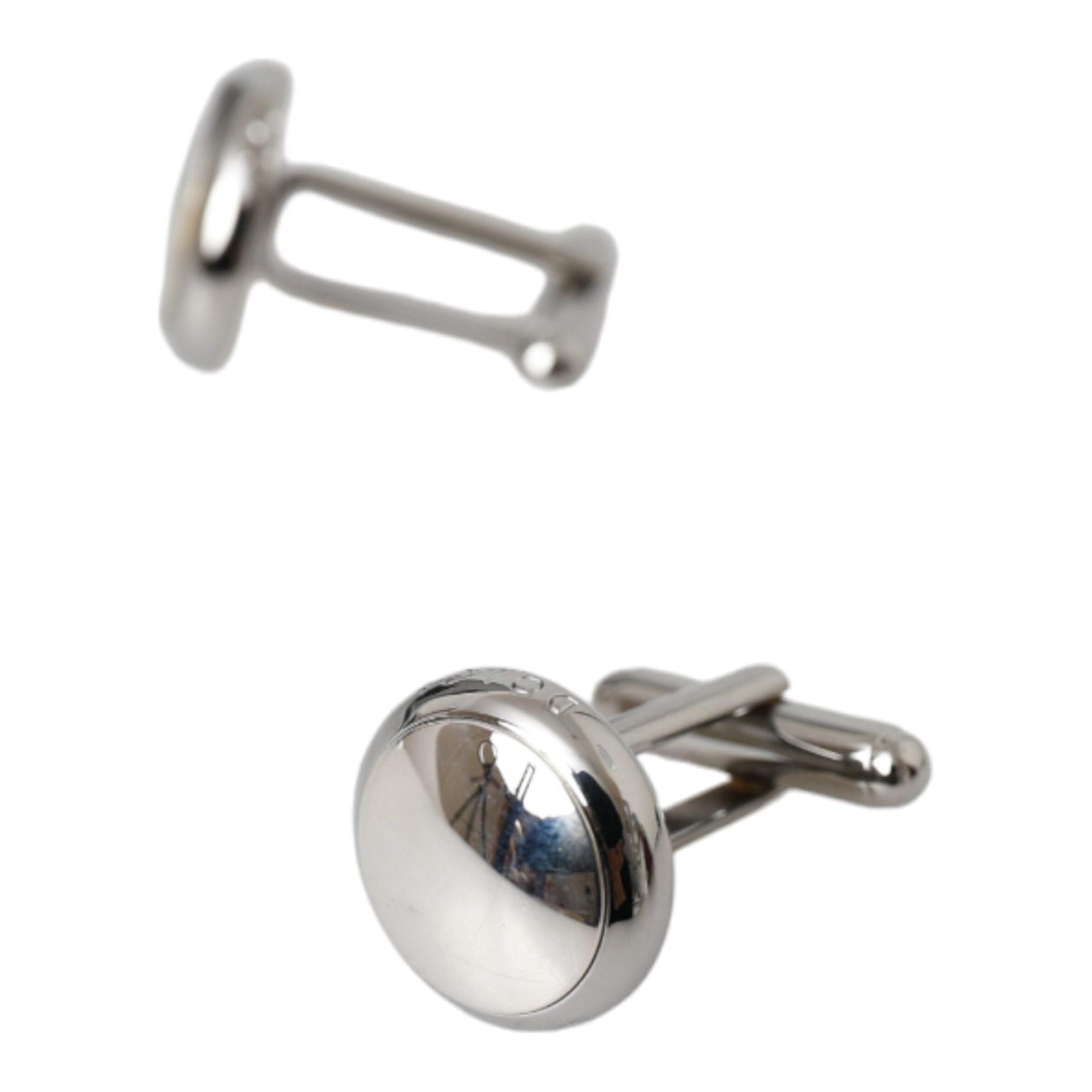 Silver Plated Brass Round Pin Men Cufflinks