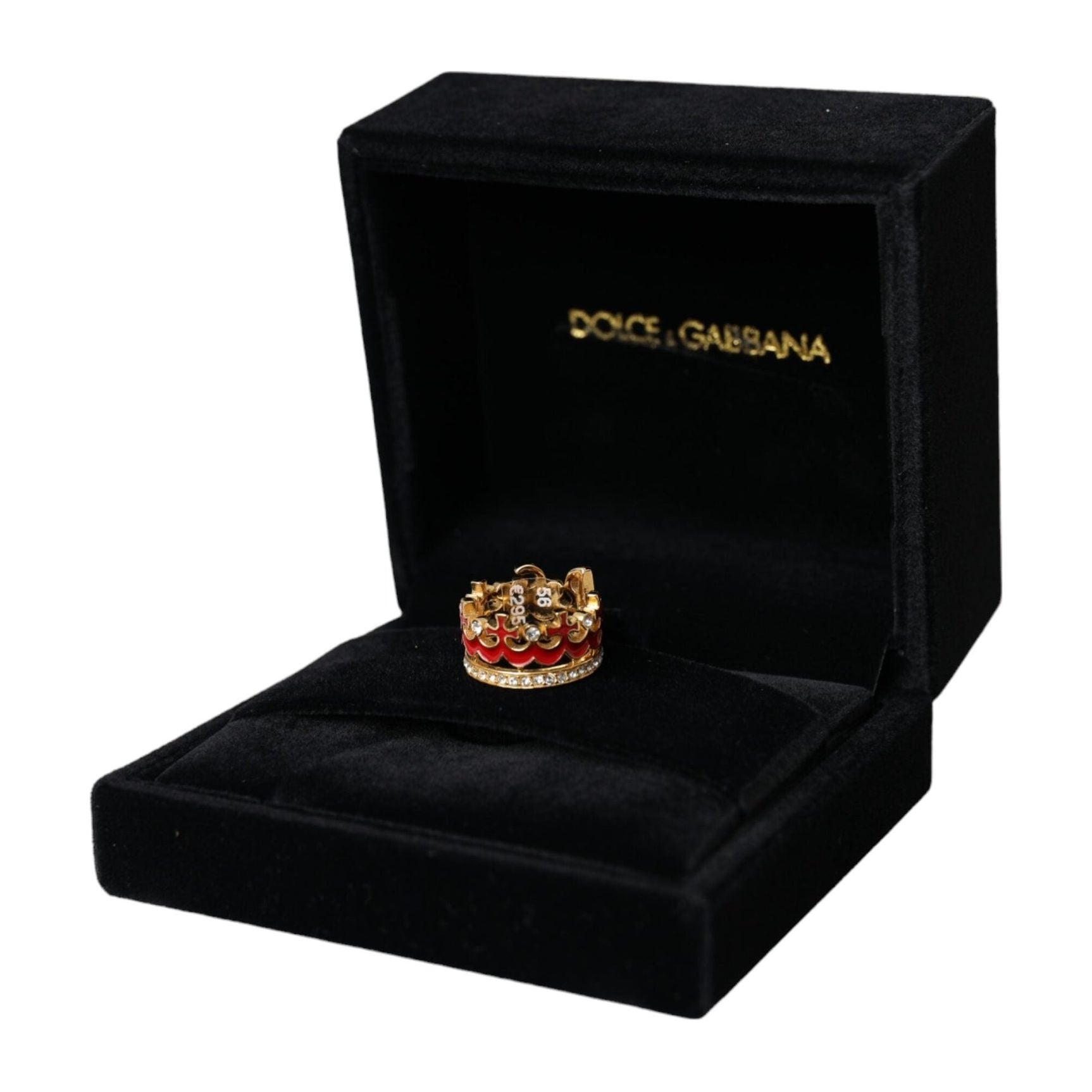 Gold Tone BrassCrystal Enamel DG CROWN Statement Ring