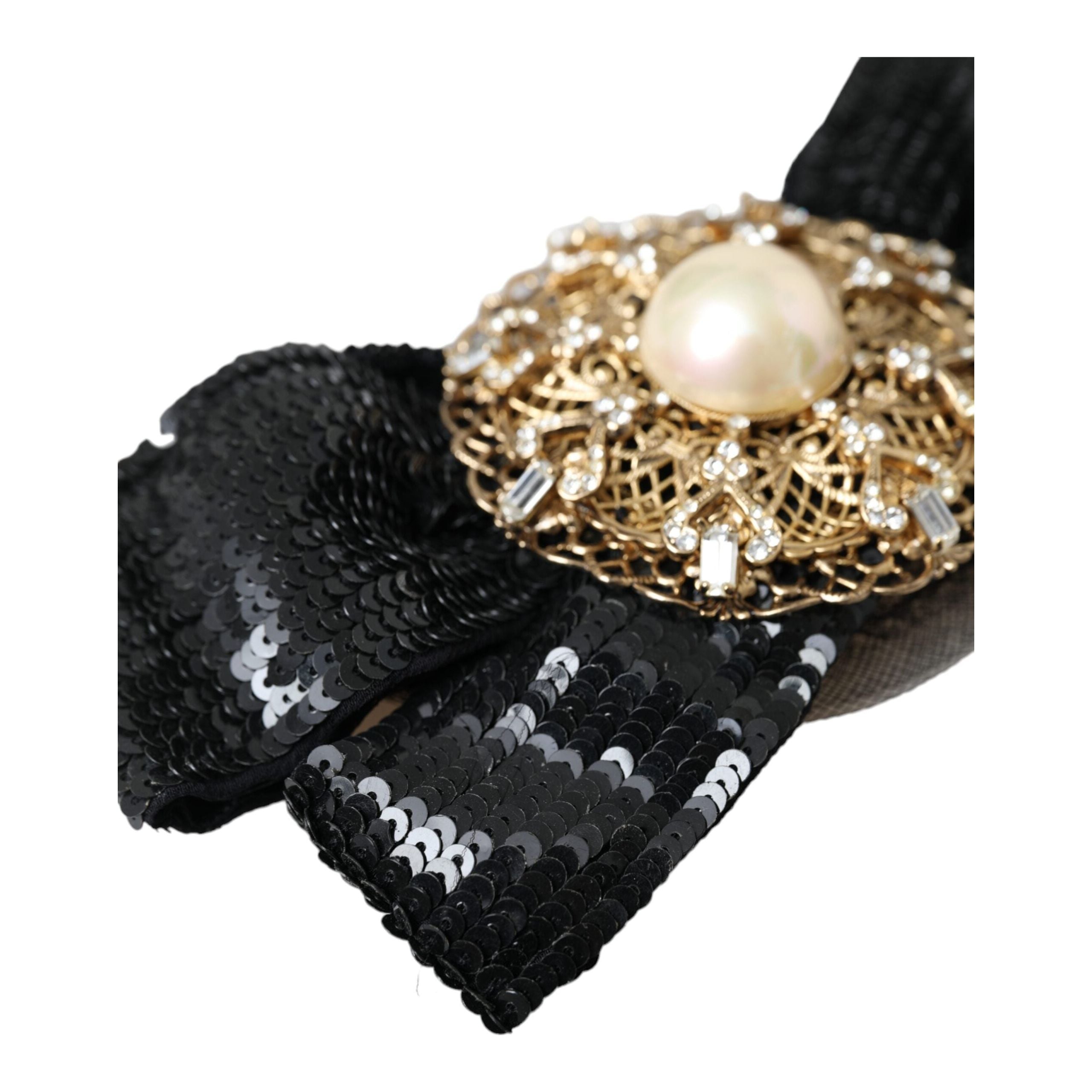 Black Sequin Pearl Handmade Brooch Hair Pin