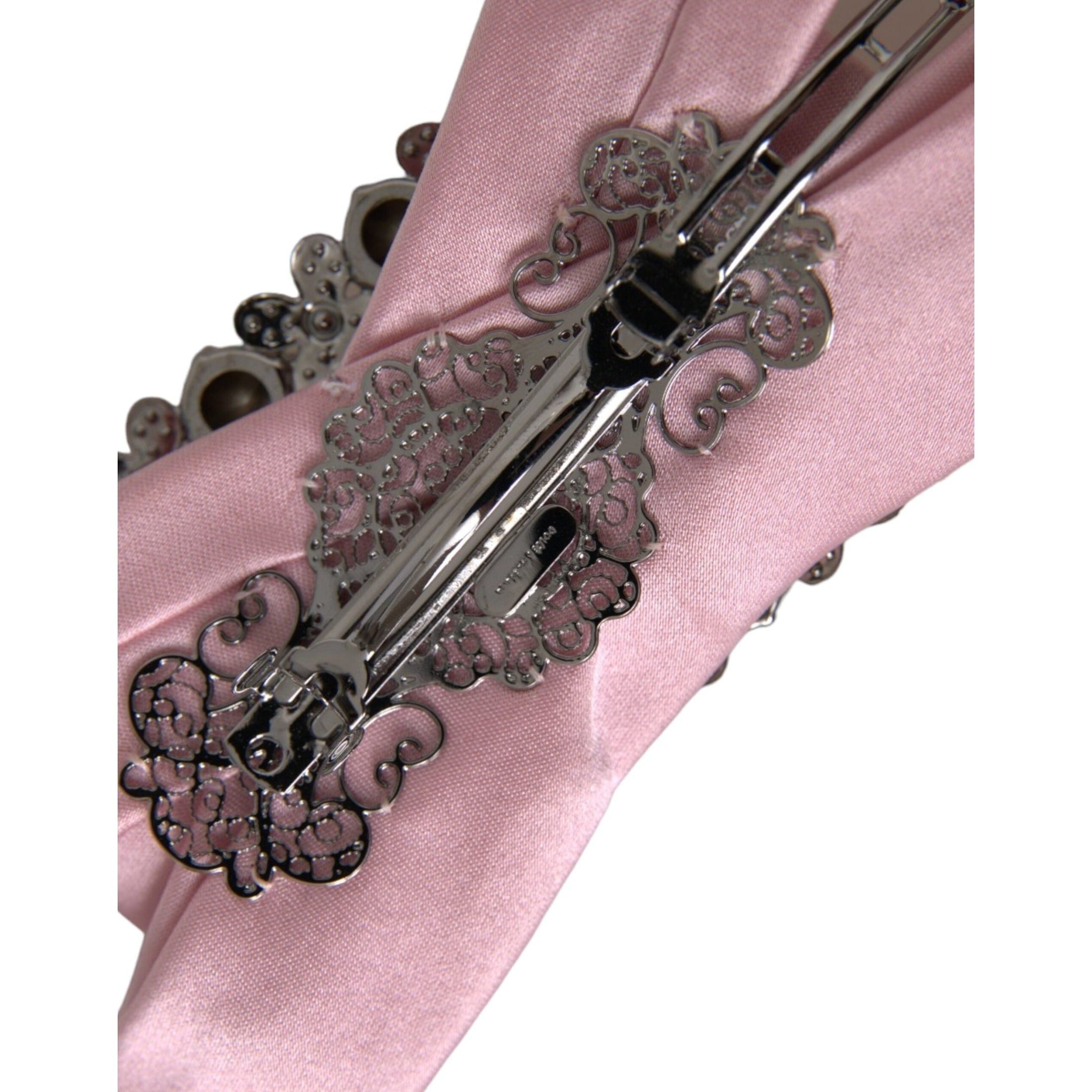 Pink Satin Crystal Jewelry Brooch Hair Pin