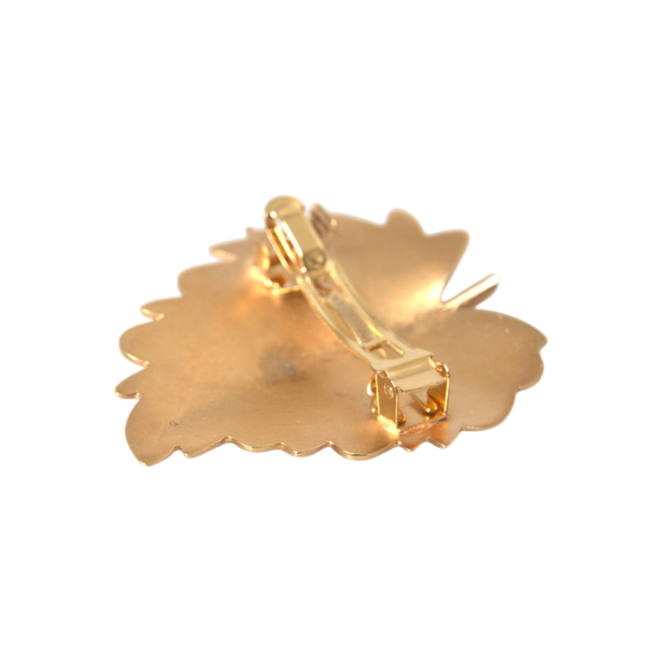 Gold Brass Leaf Embellished Jewelry Brooch Hair Pin