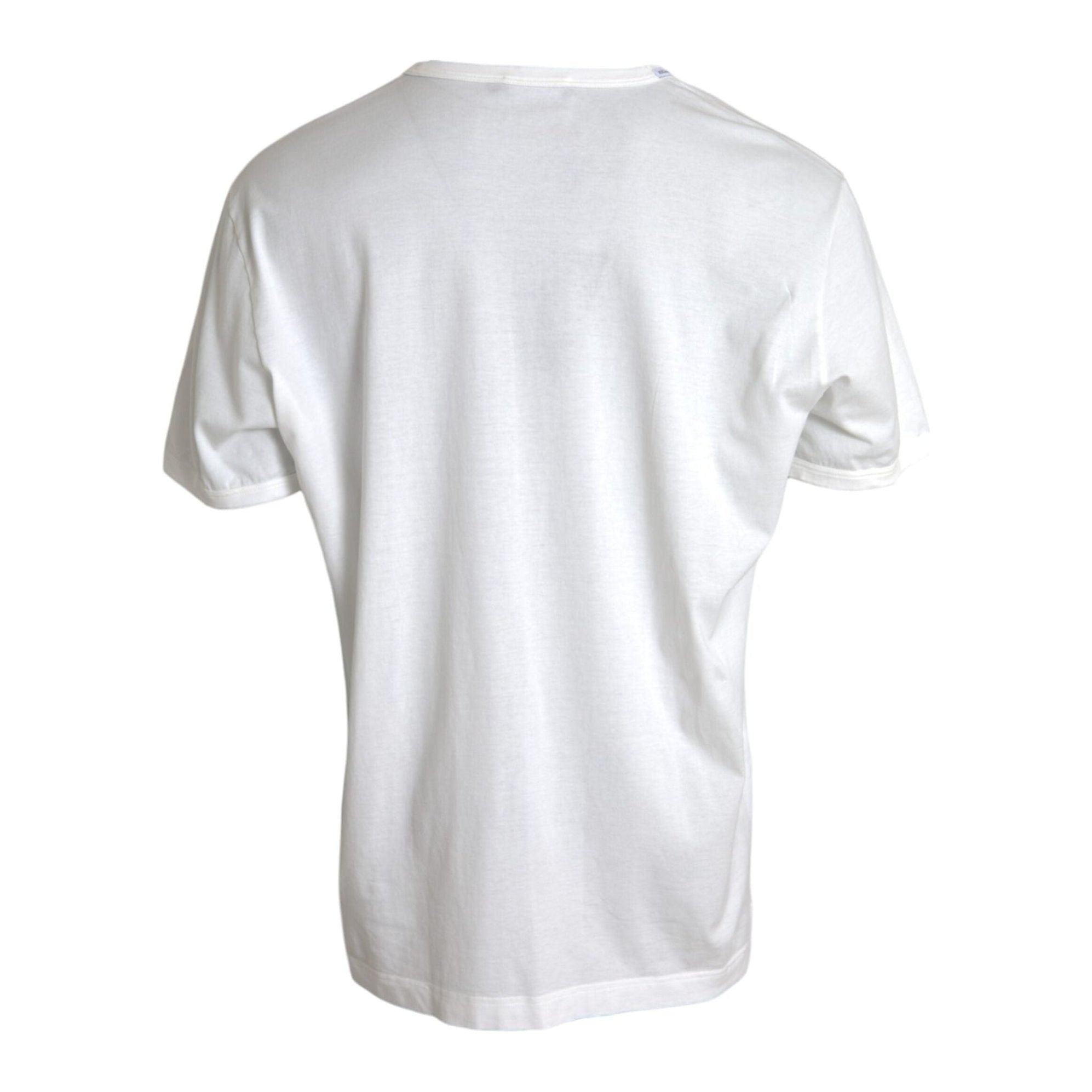 White Logo Embossed Cotton Crewneck T-shirt