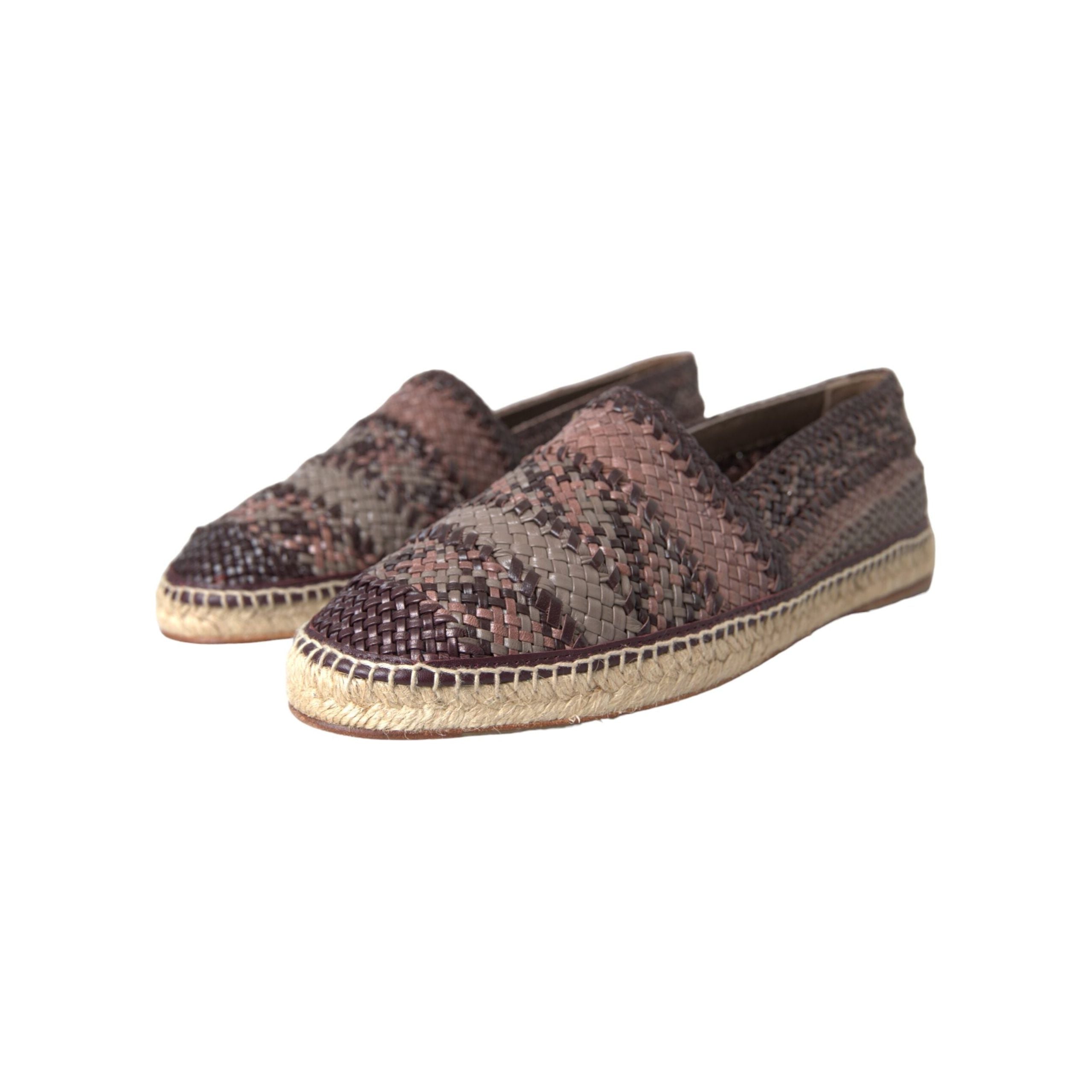 Brown Buffalo Leather Espadrille Flats Shoes