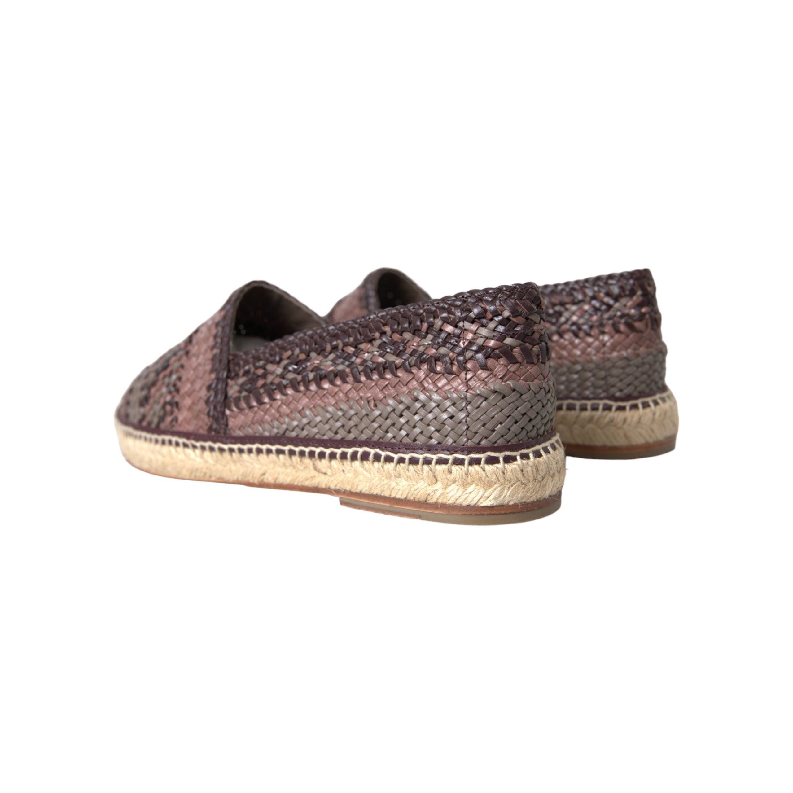 Brown Buffalo Leather Espadrille Flats Shoes