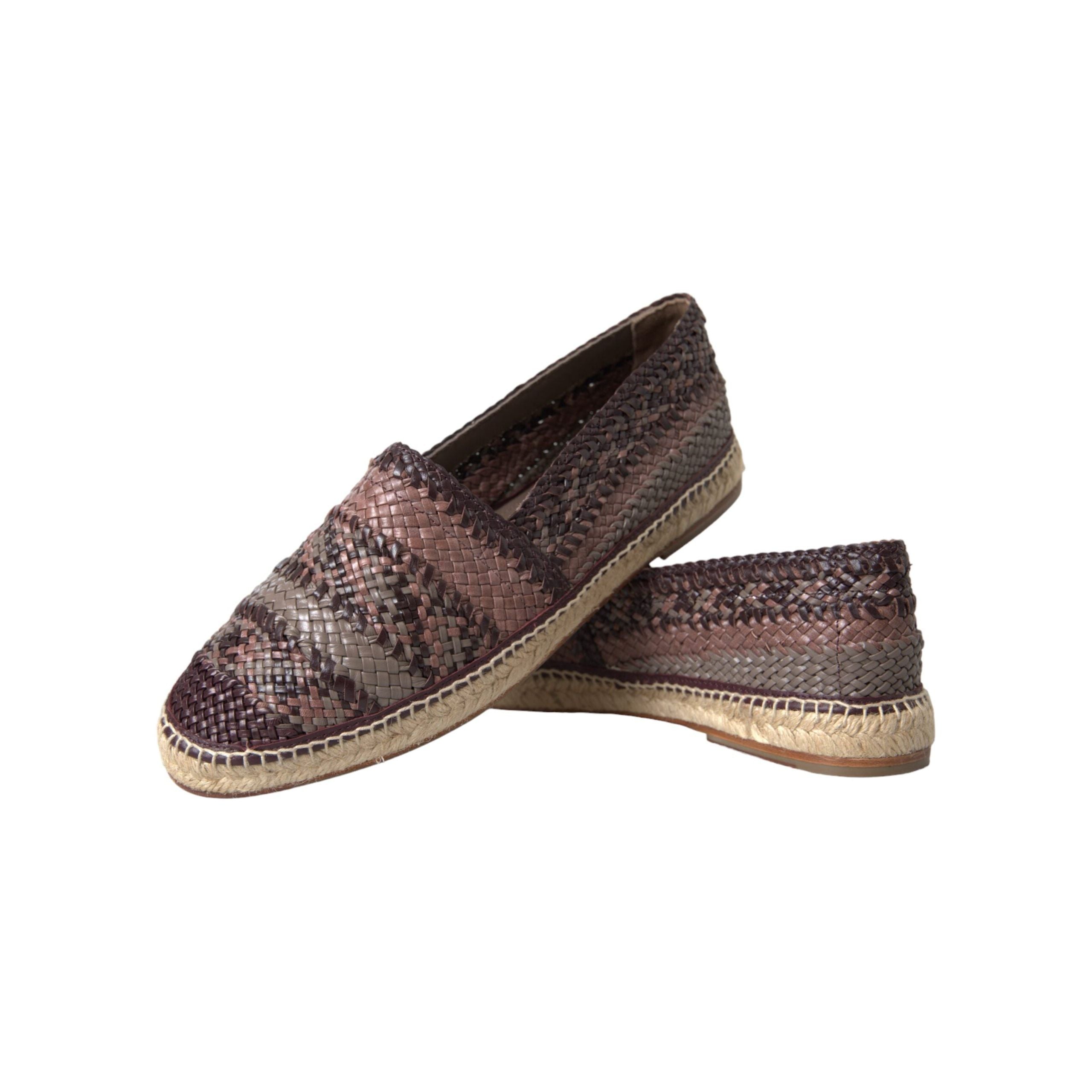 Brown Buffalo Leather Espadrille Flats Shoes