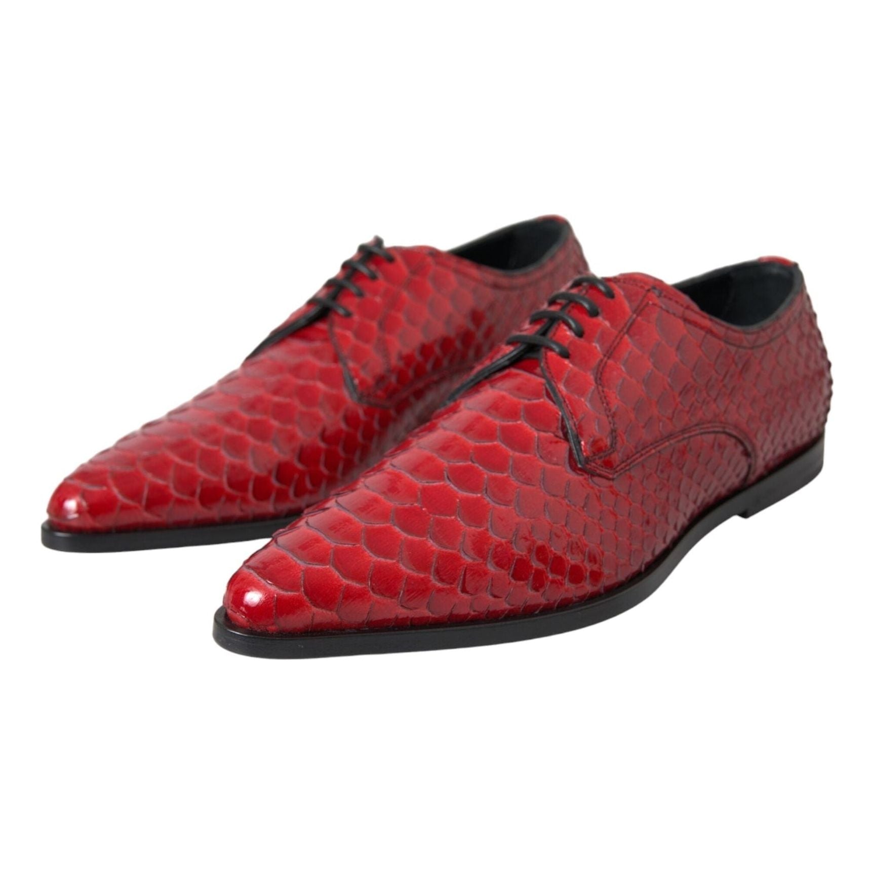 Red Textured Varnished Derby Men Formal Shoes