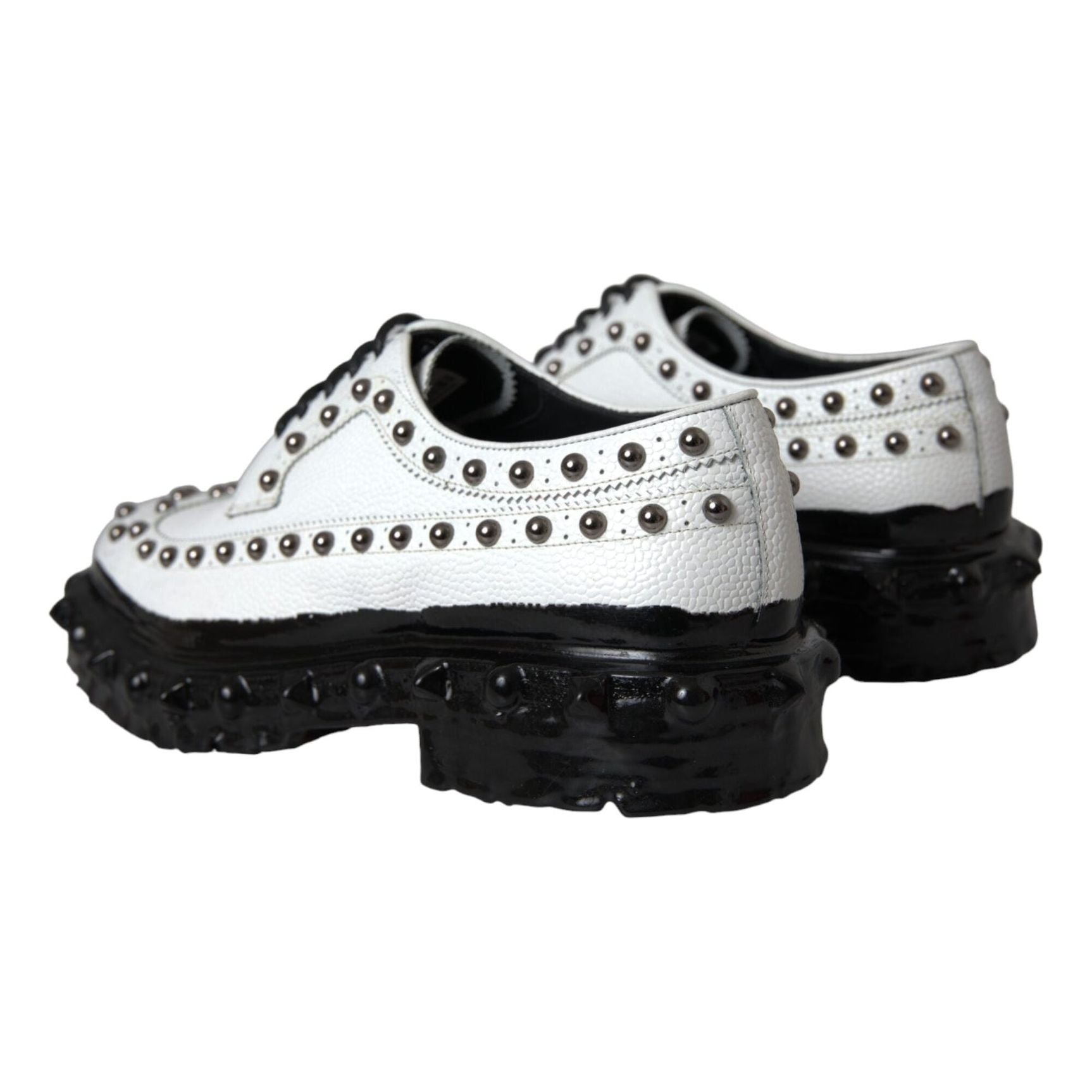 Black White Embellished Derby Formal Shoes