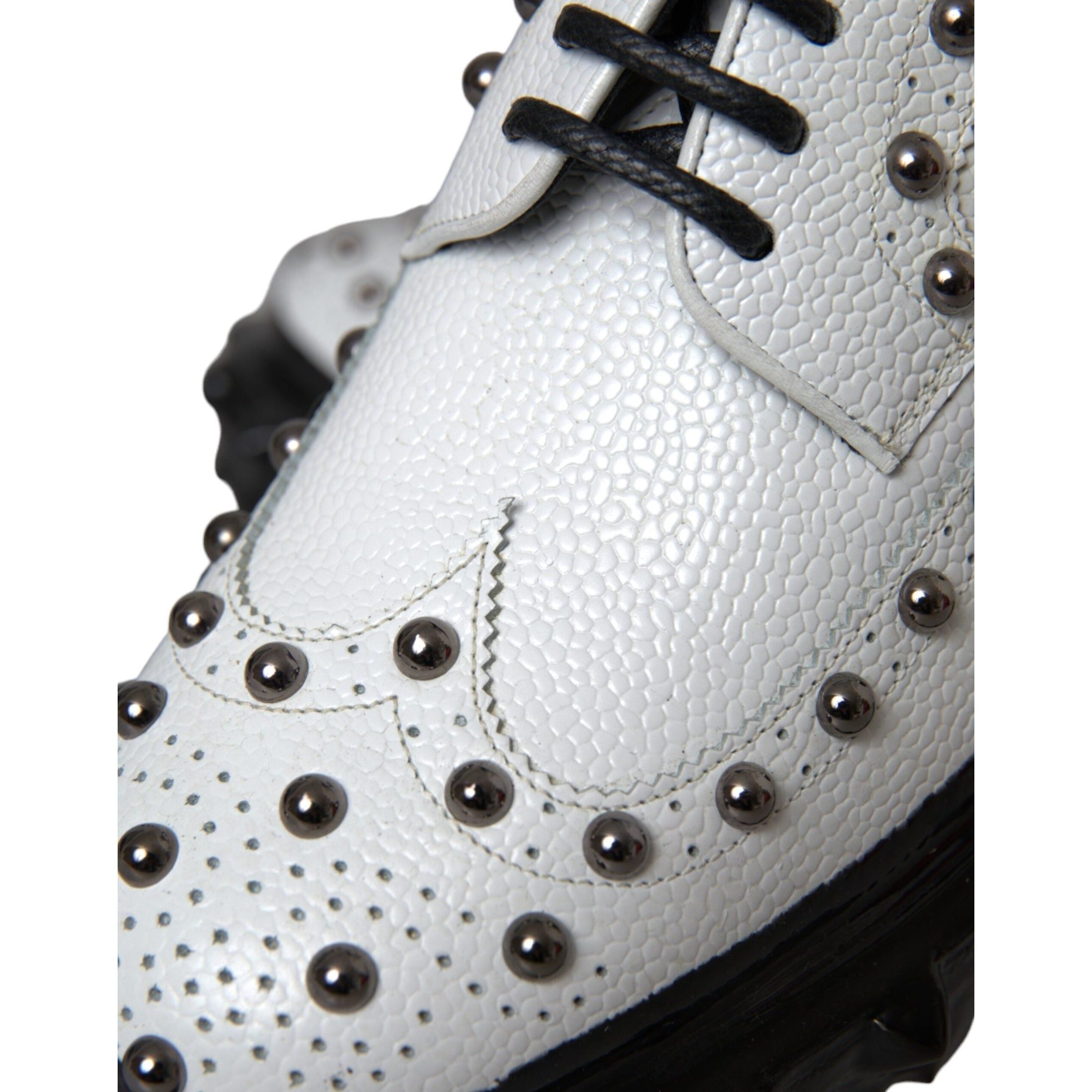 Black White Embellished Derby Formal Shoes