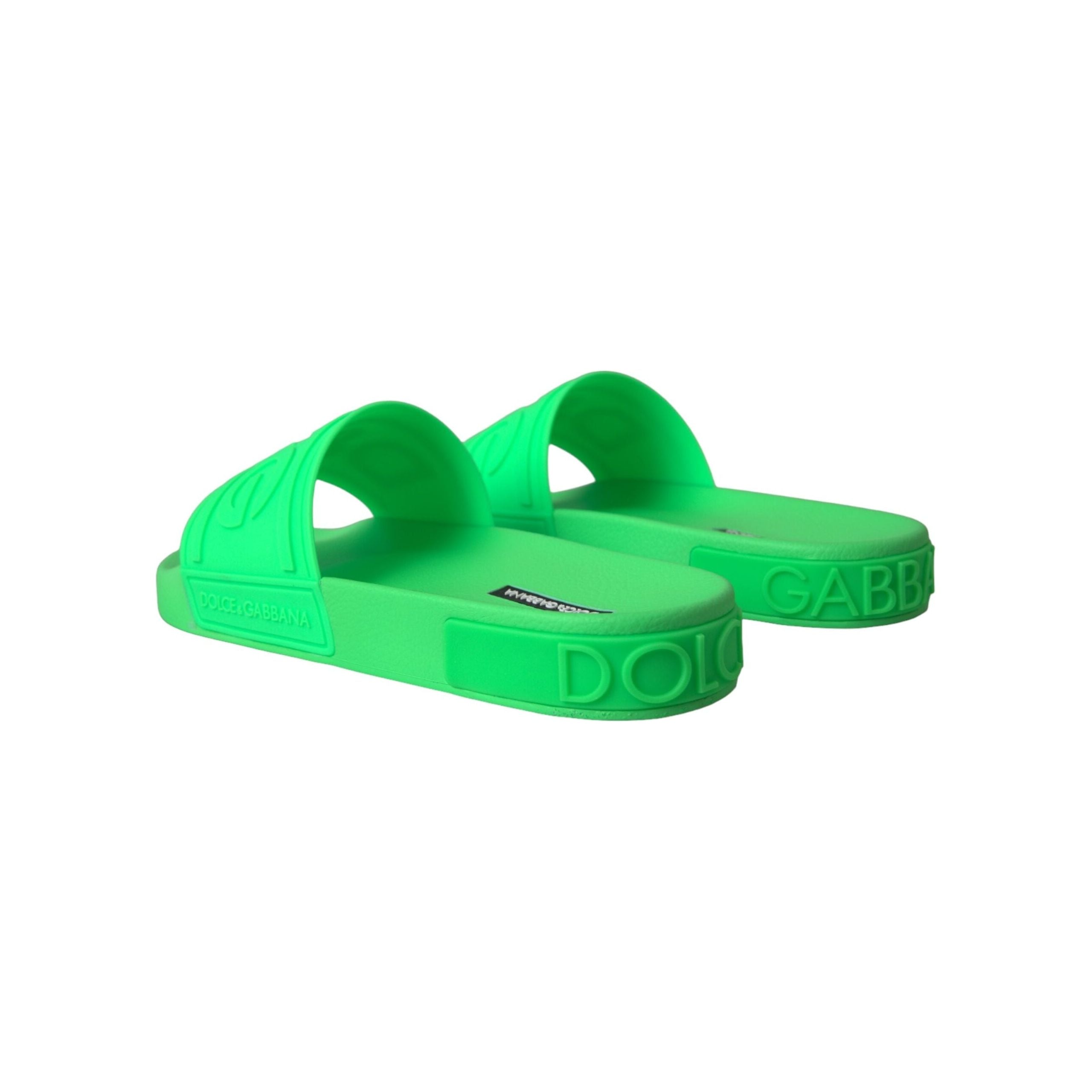 Green Leather Slides Sandals Beachwear Shoes