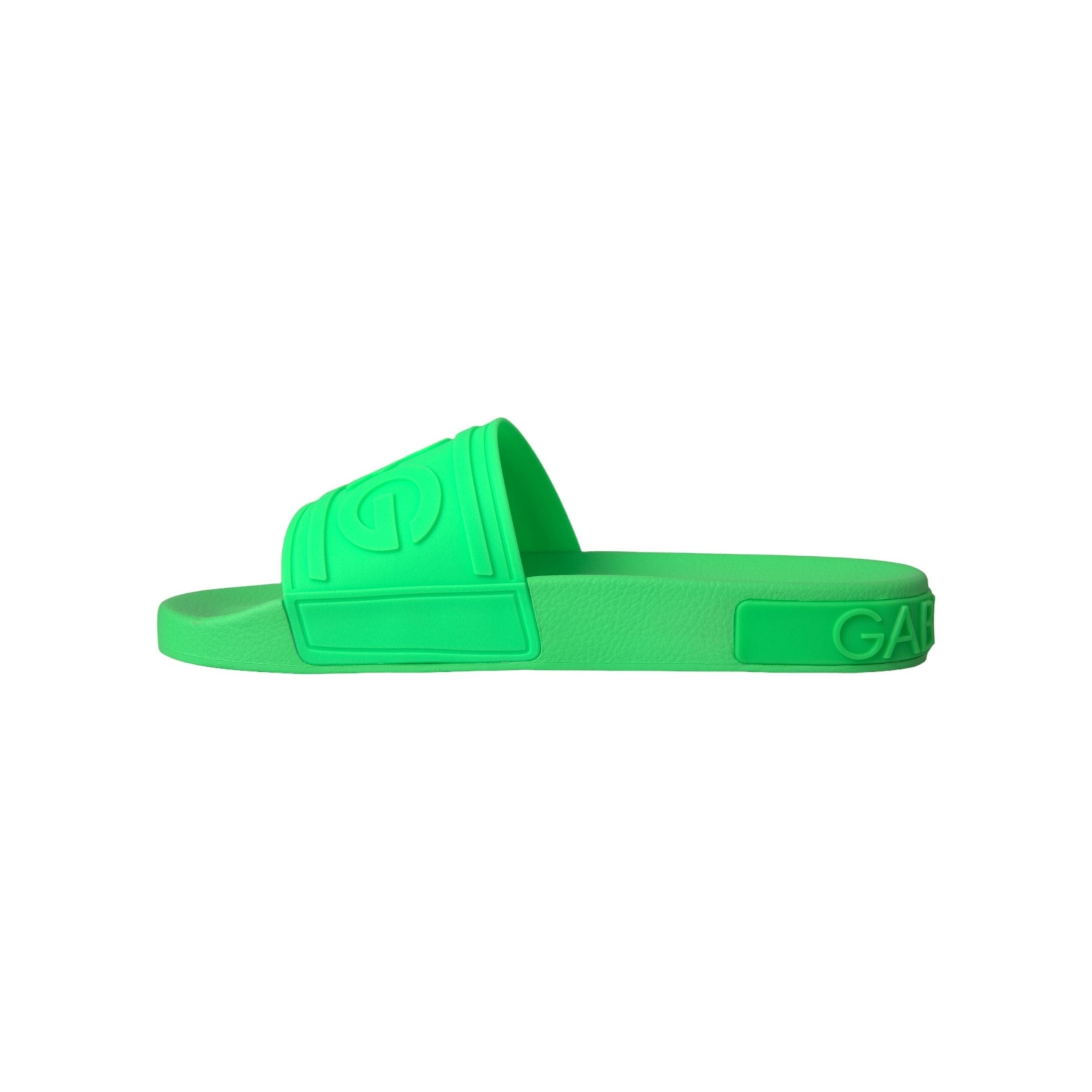 Green Leather Slides Sandals Beachwear Shoes