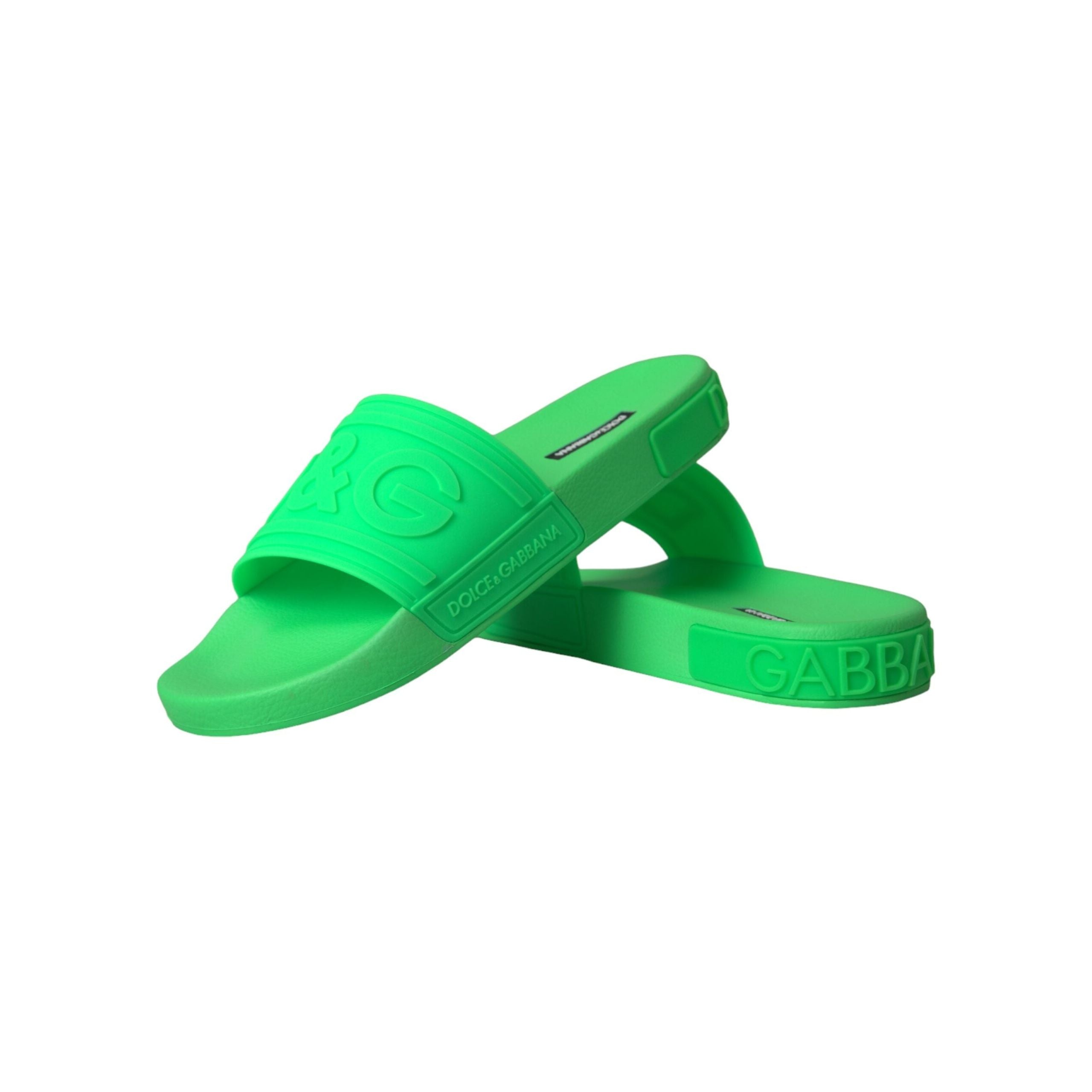 Green Leather Slides Sandals Beachwear Shoes