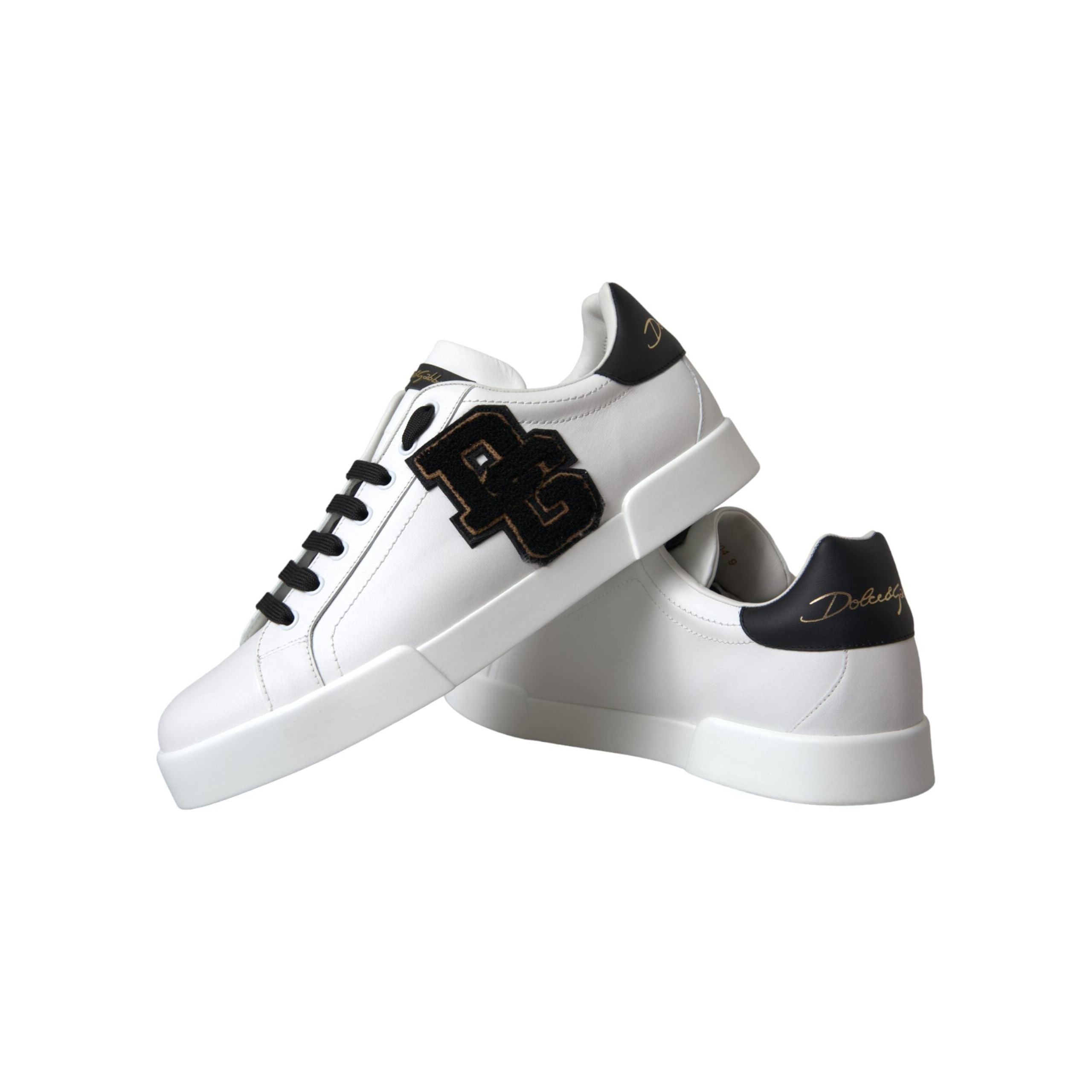 White Leather DG Logo Casual Low Top Sneakers Shoes