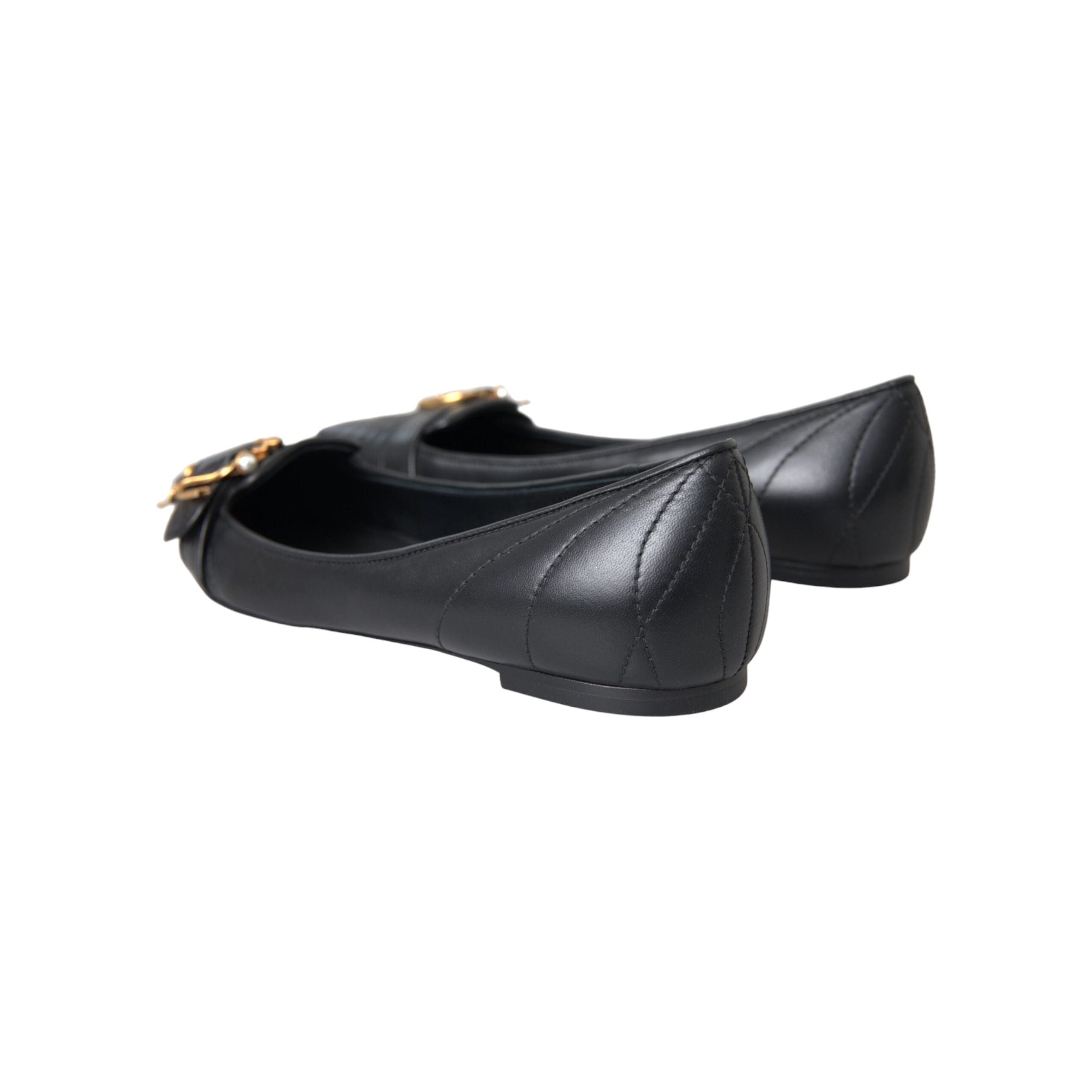 Black Devotion Leather Pointy Flats Shoes