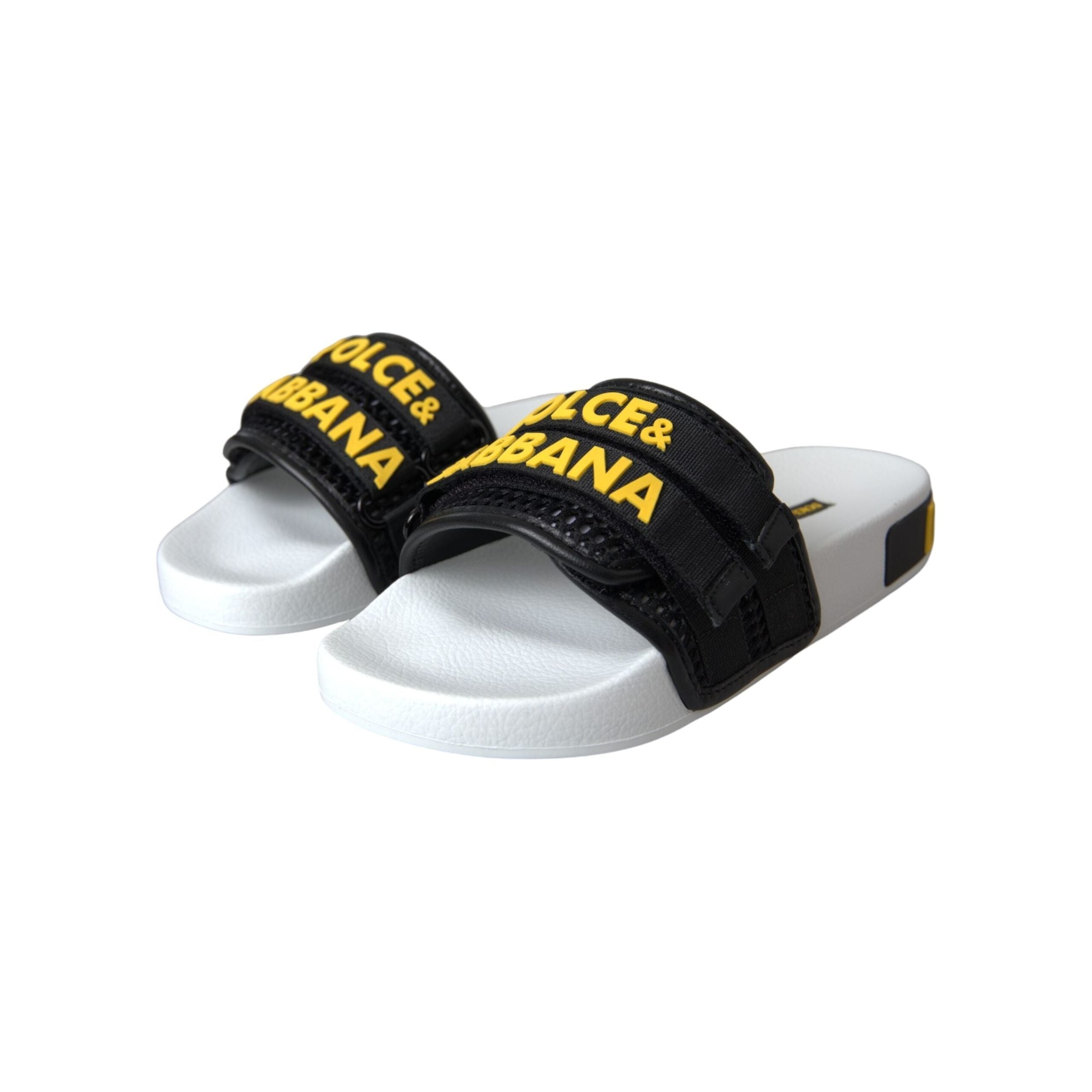 White Black Logo Beachwear Flats Sandals Shoes