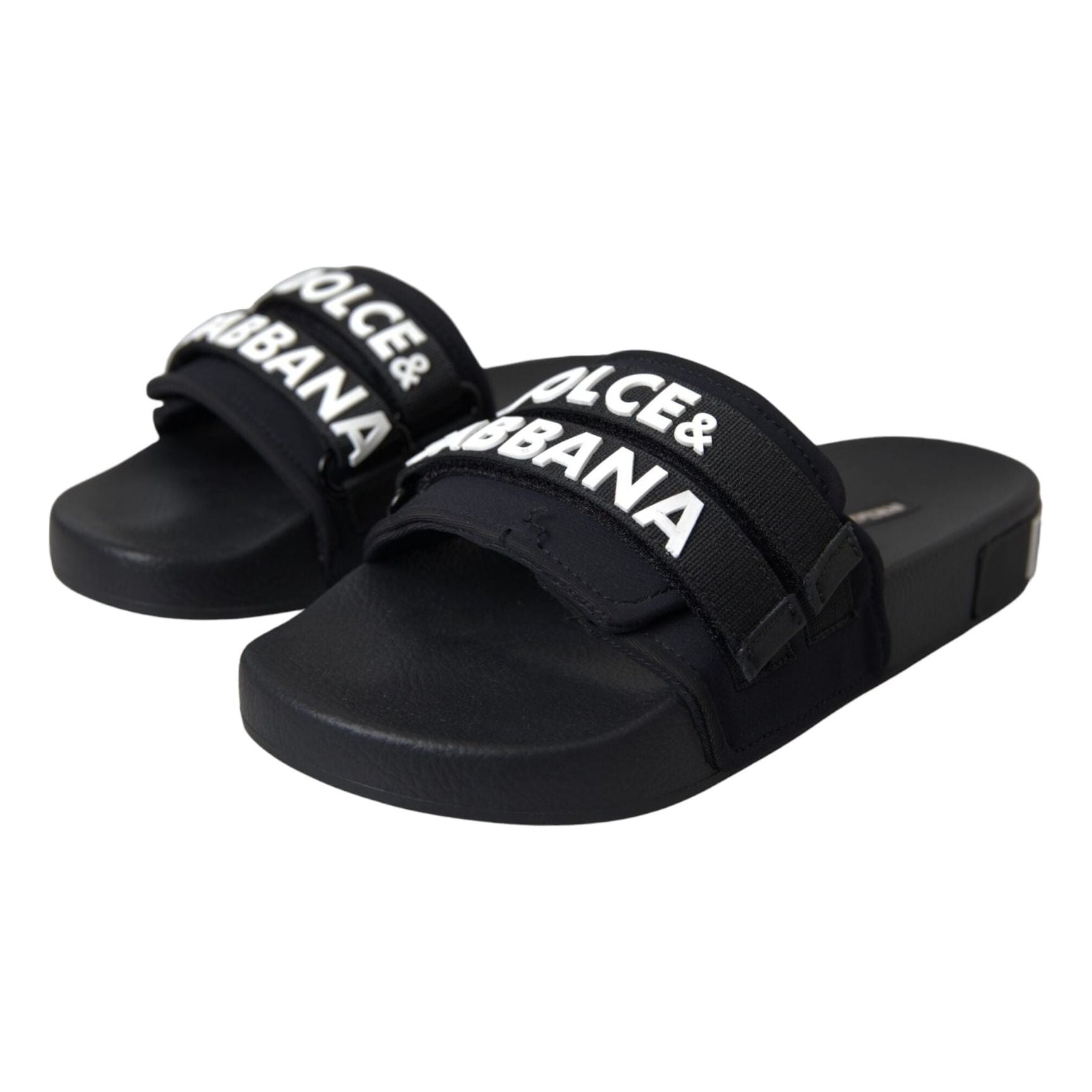 Black Logo Beachwear Flats Sandals Shoes