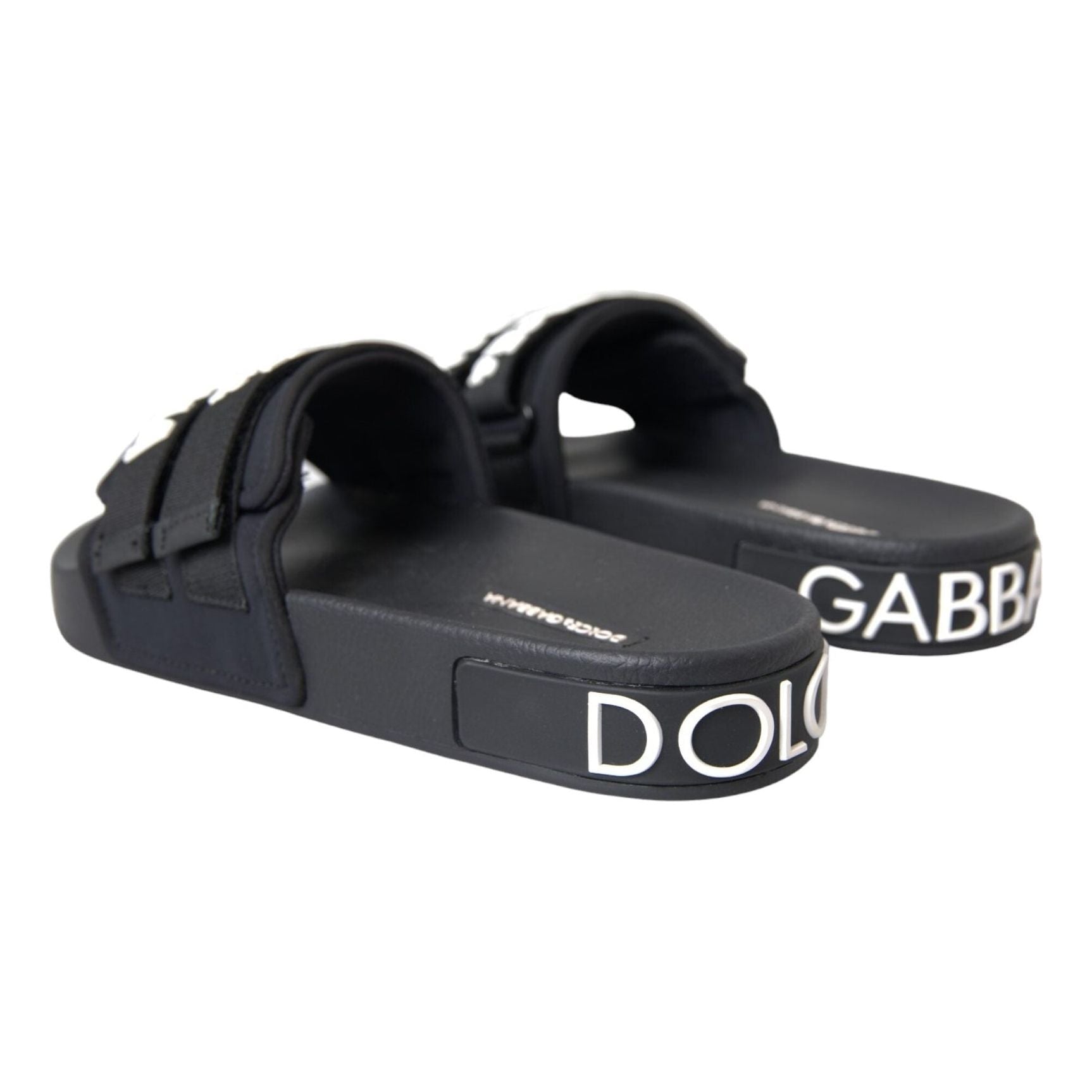 Black Logo Beachwear Flats Sandals Shoes