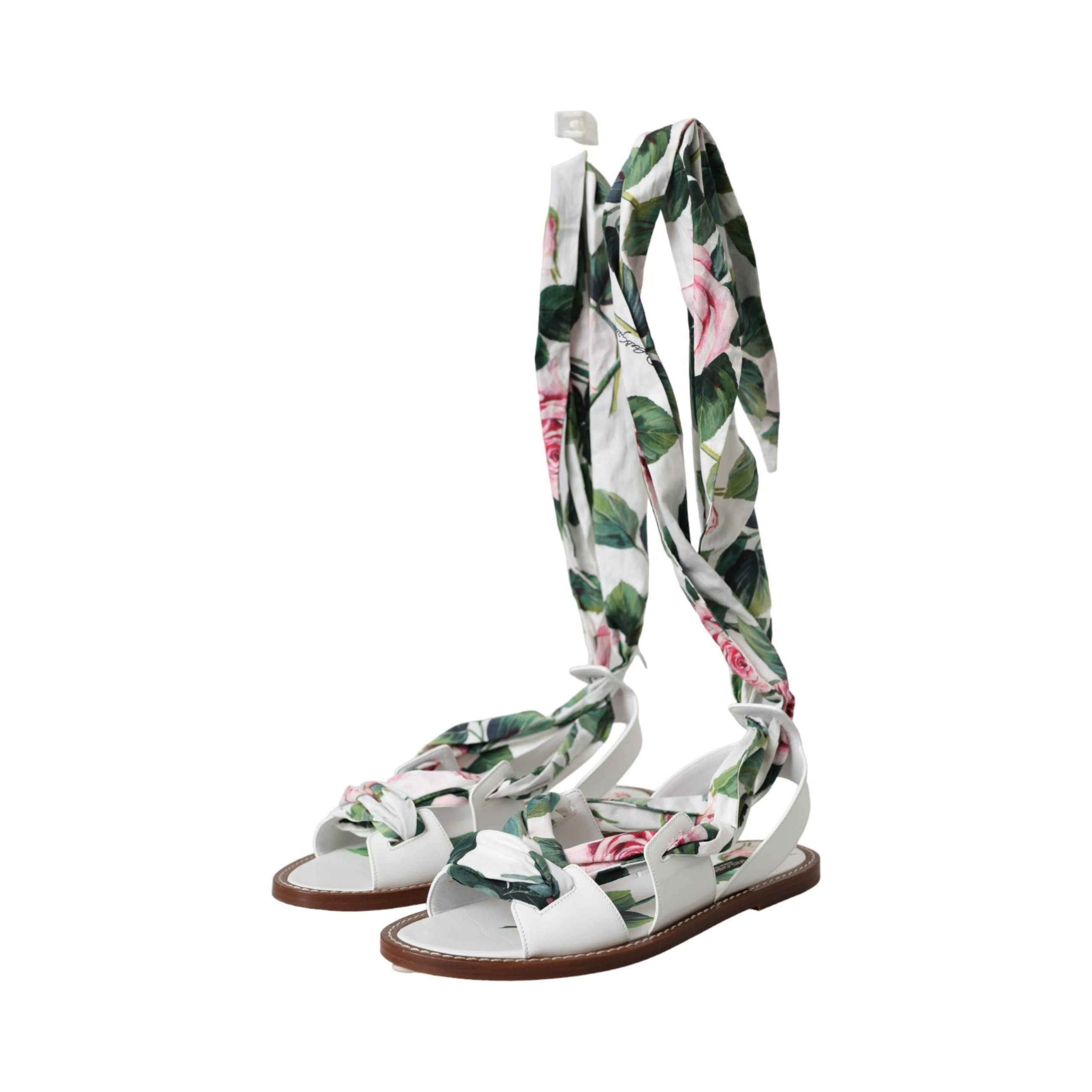 Multicolor Floral Print Ankle Wrap Sandals Shoes