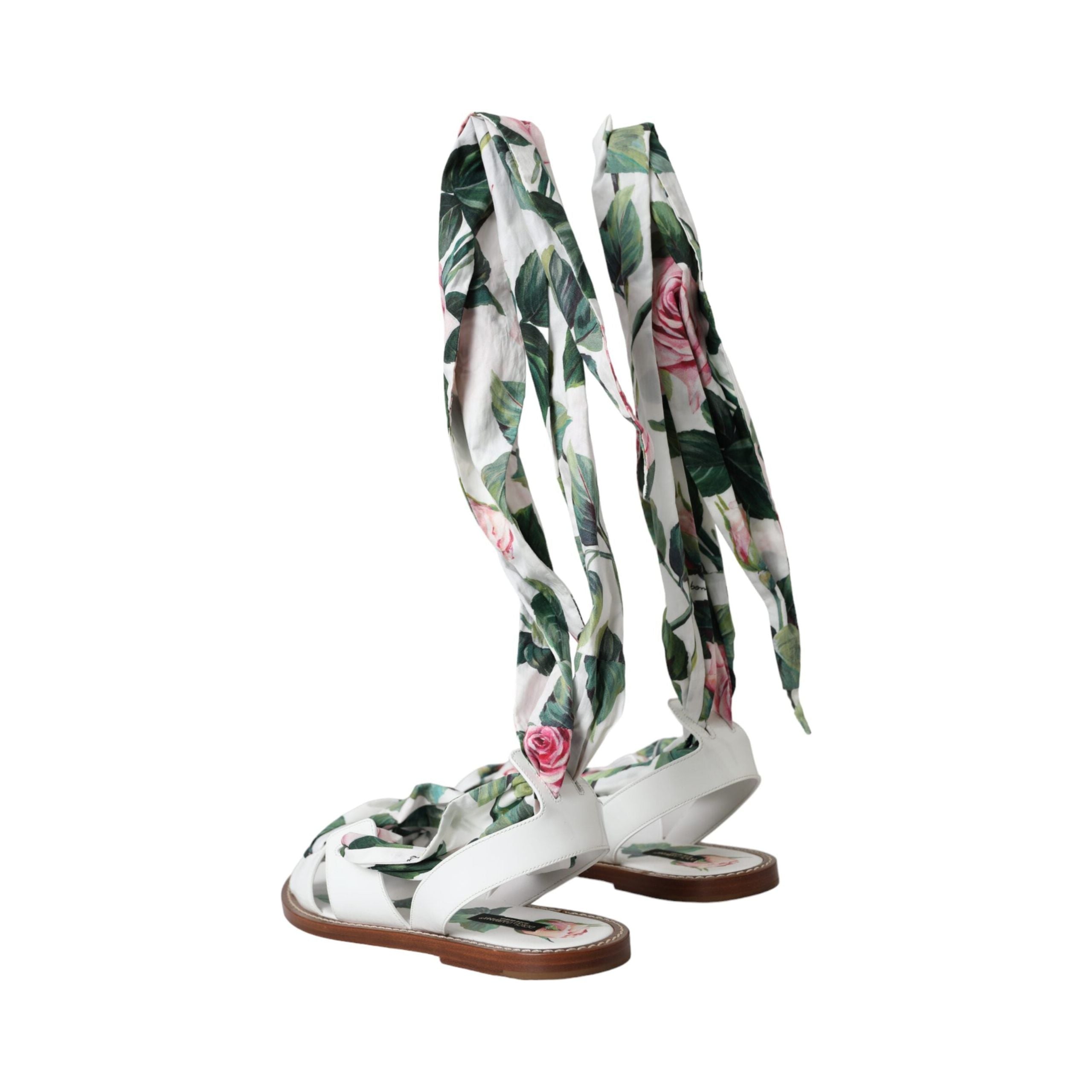 Multicolor Floral Print Ankle Wrap Sandals Shoes